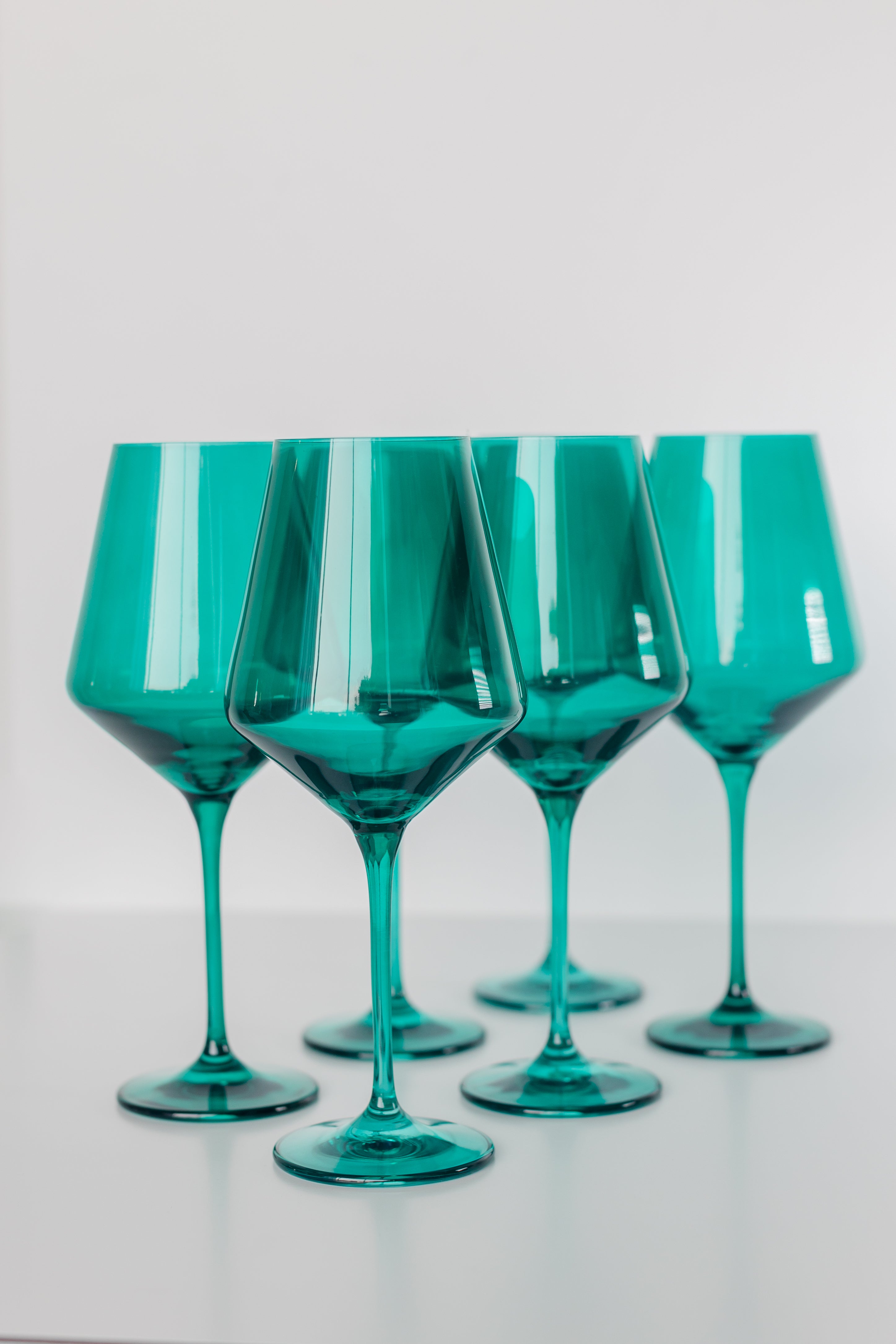 Estelle Colored Wine Glasses Set of 6 - Emerald Green Stemware for Red & White Wine - Perfect for Dinner Parties, Weddings & Home Decor