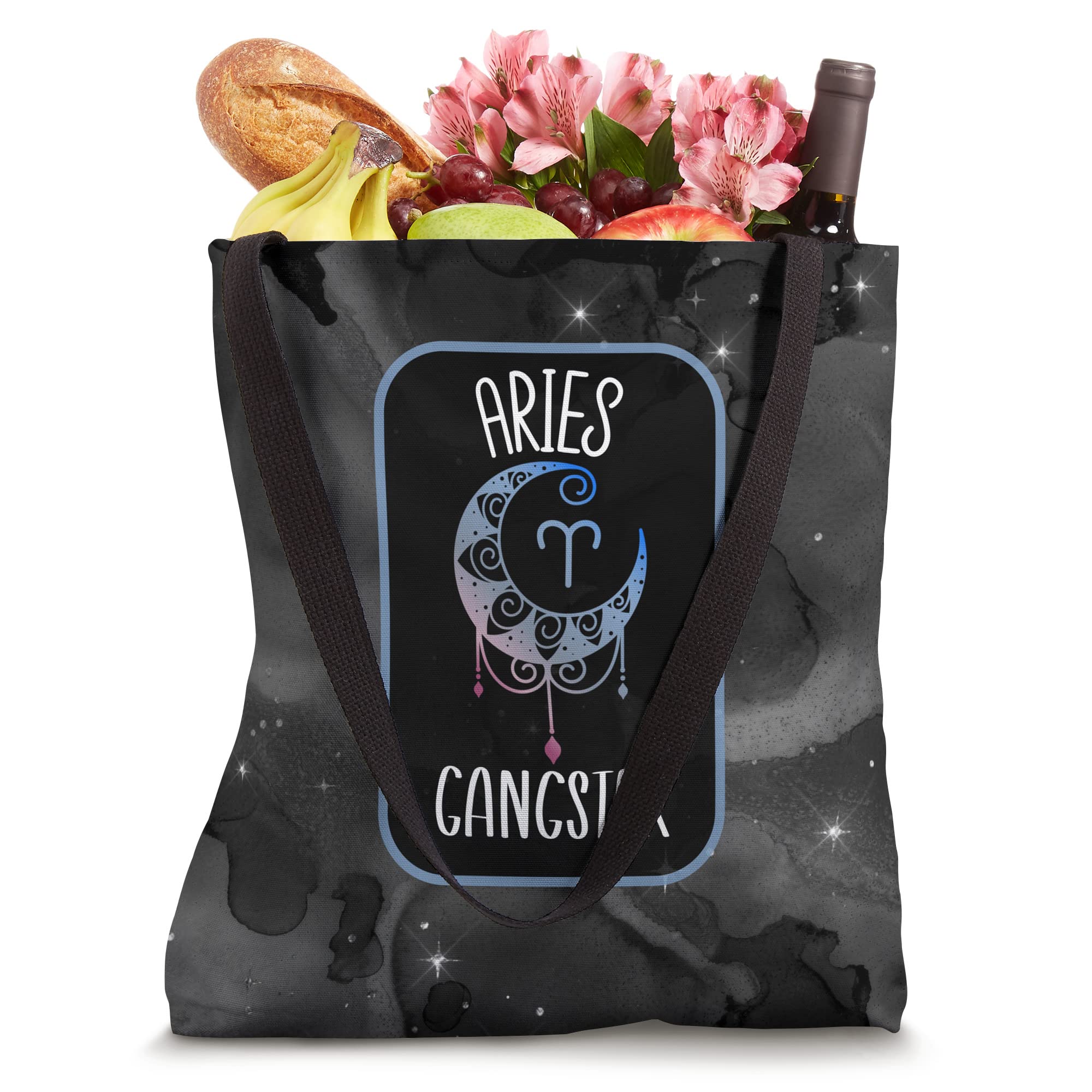 Aries Zodiac Tote Bag for Women - Celestial Moon Design, Gangster Style - Perfect for Daily Use, Work, School, and Gift Giving