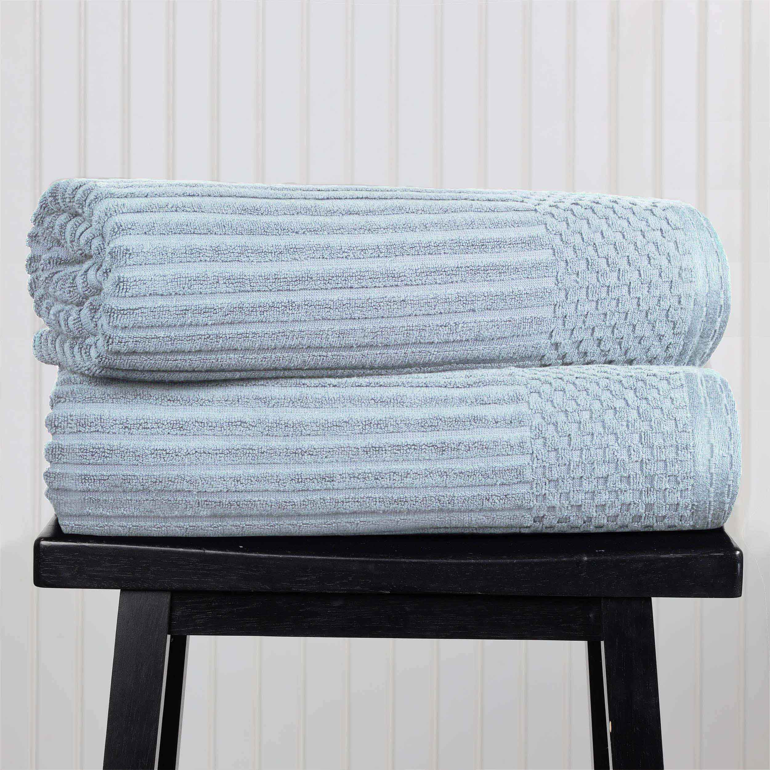 Premium Cotton Ribbed Textured Bath Towel Set - Ultra Absorbent 2-Piece Bath Sheet Set for Spa, Beach & Luxury Bathroom Use
