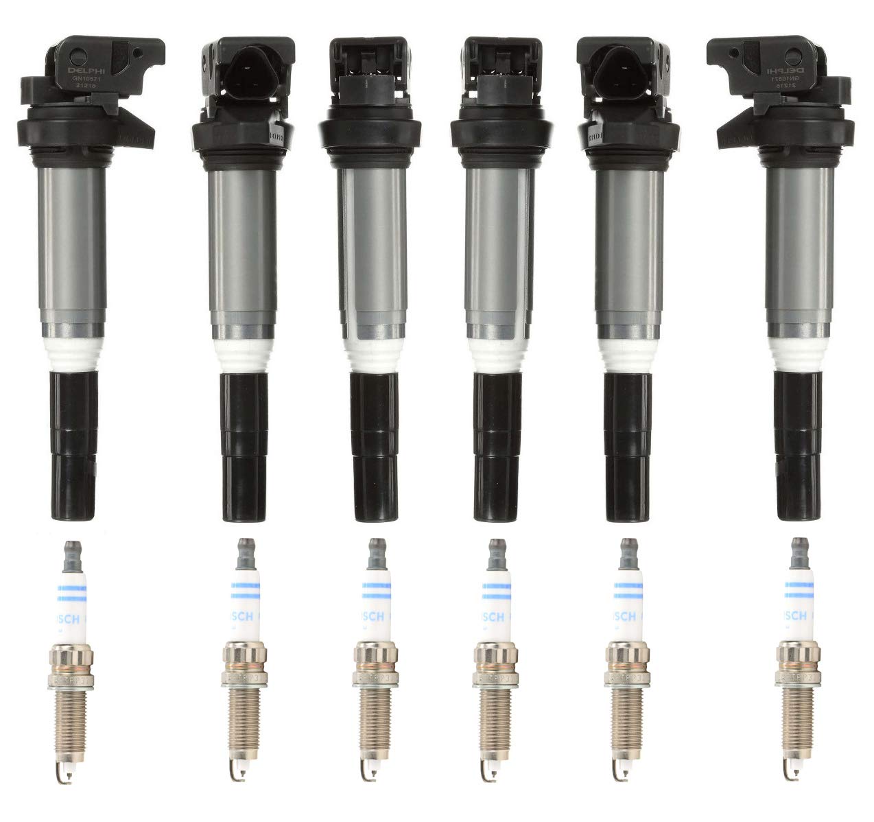 OEM Ignition Service Kit - 6 Ignition Coils & Spark Plugs for BMW 3 Series 5 Series X5 - Engine Performance Upgrade & Tune-Up Replacement Parts