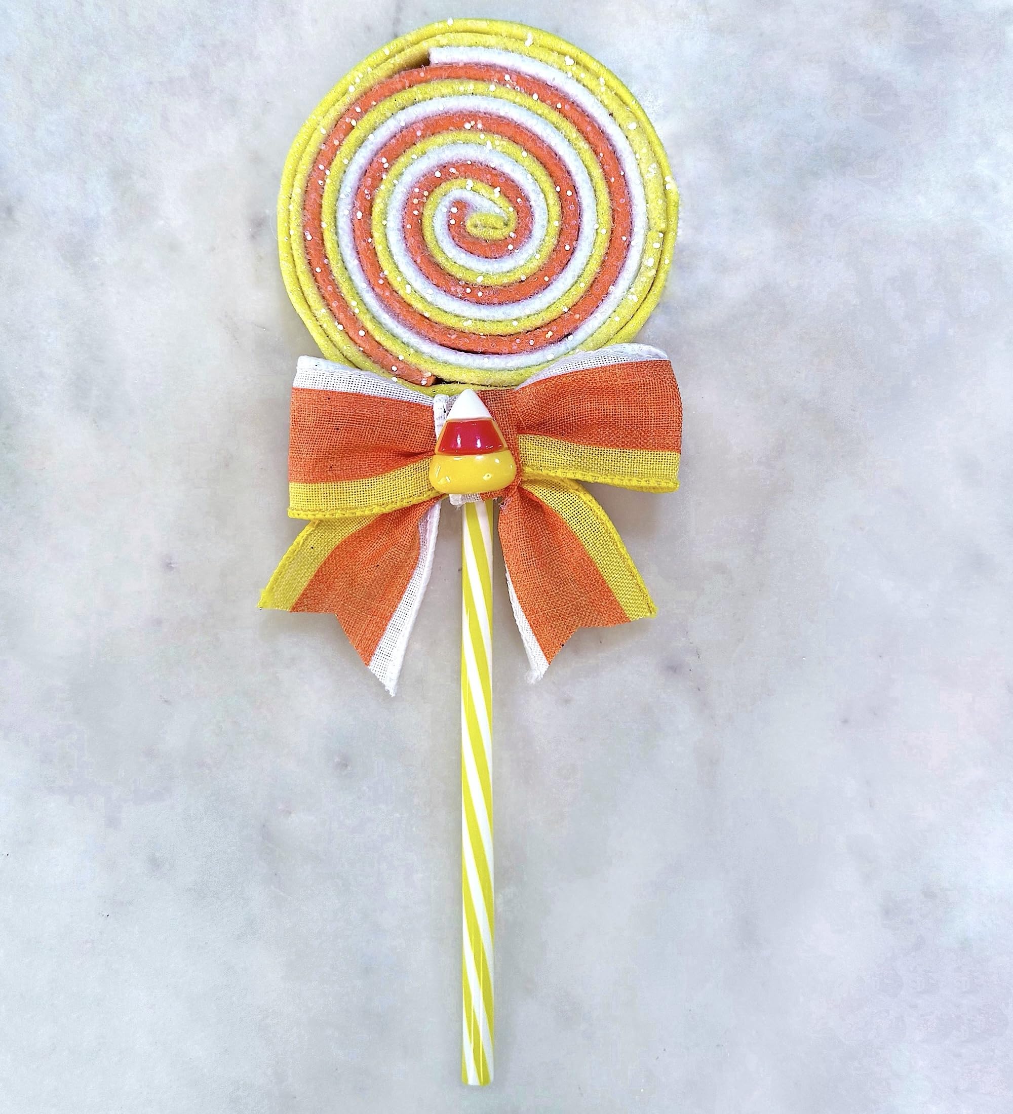 Handmade Faux Halloween Candy Corn Lollipops - Candy Wreath Decorations & Embellishments for Halloween Party Decor, Trick or Treat Displays, and Festive Home Decorations