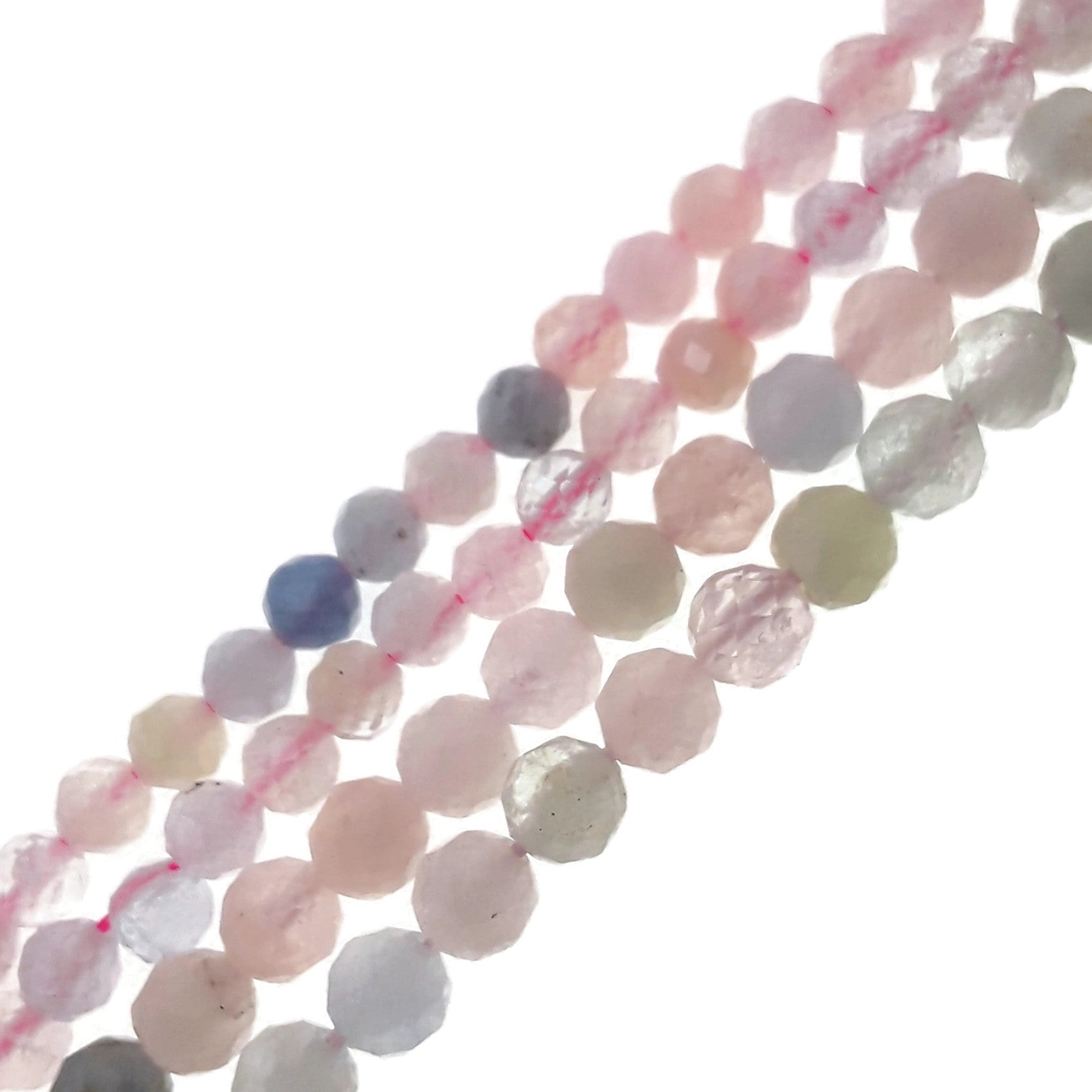 Morganite Faceted Round Beads 2mm 3mm 4mm 5mm - 15.5 Inch Strand for Jewelry Making, DIY Bracelets, Necklaces & Craft Projects