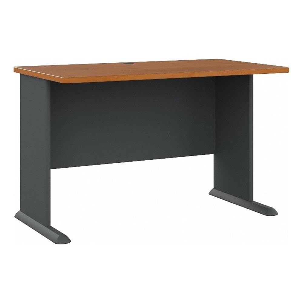 48W Modern Wooden Desk with Natural Cherry Top & Slate Gray Base - Perfect for Home Office, Study Room, or Workspace