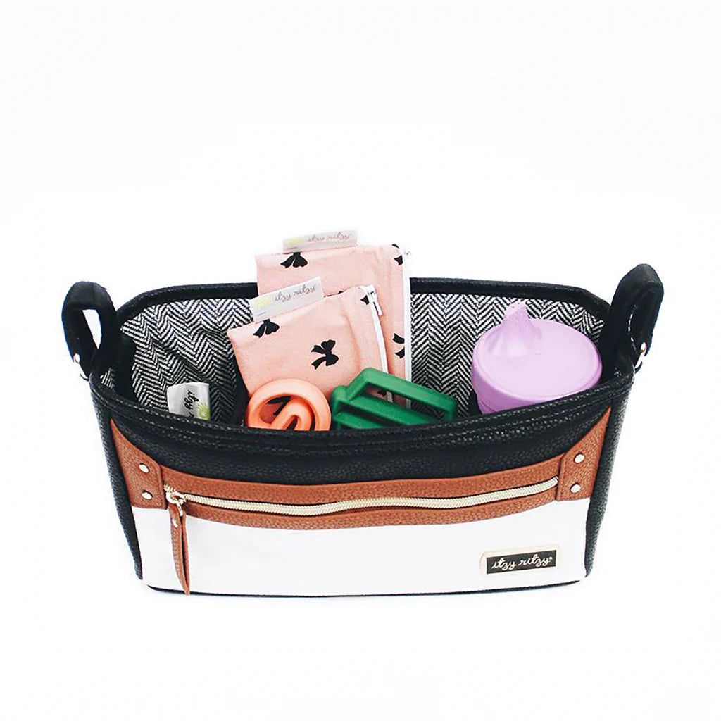 Itzy Ritzy Stroller Caddy Organizer - Baby Essentials Storage for Diapers, Bottles & Toys - Perfect for Strollers, Car Seats & Shopping Carts