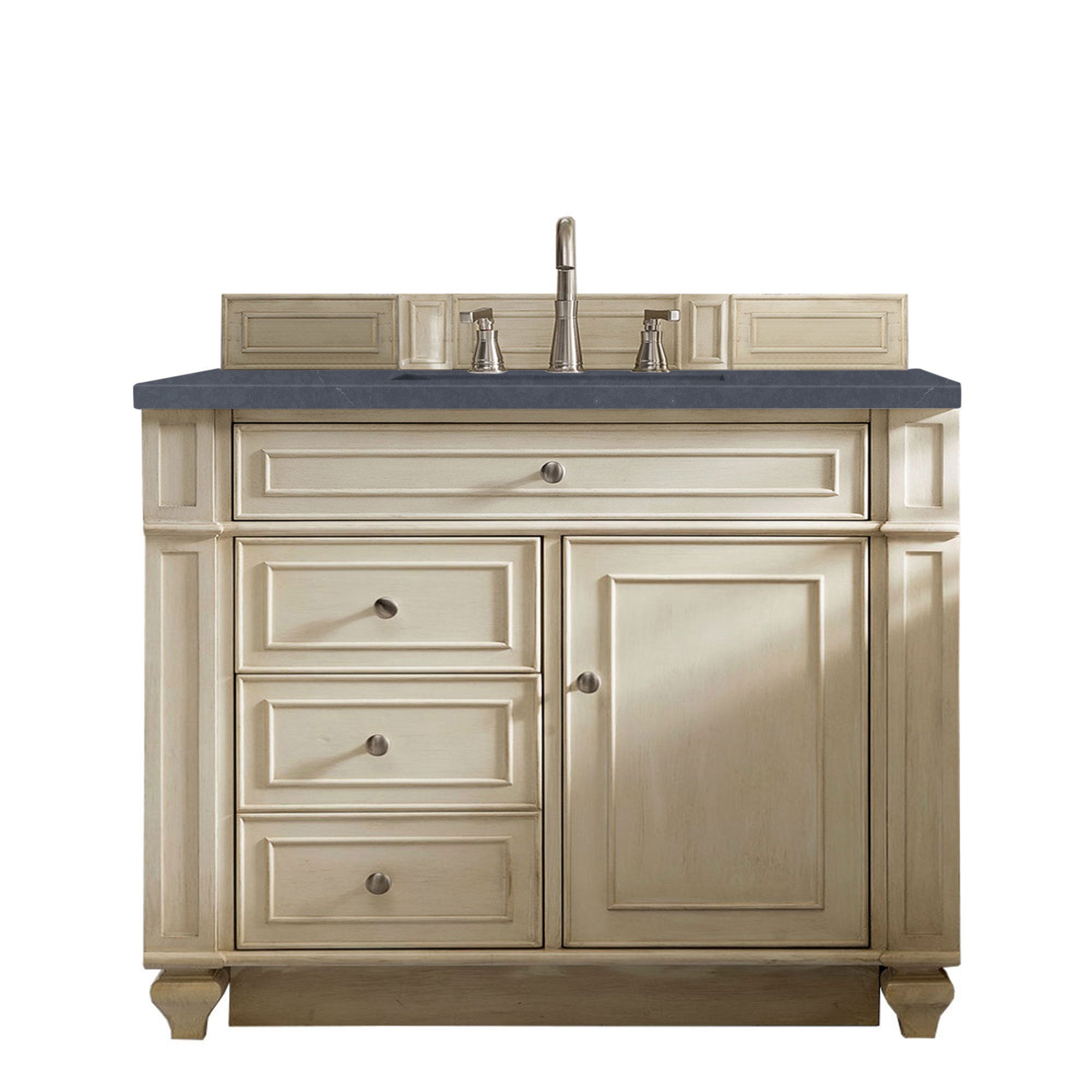 Bristol 36-Inch Single Bathroom Vanity Set with Charcoal Soapstone Quartz Top - Vintage Vanilla Finish | Perfect for Modern Farmhouse & Traditional Bathroom Decor