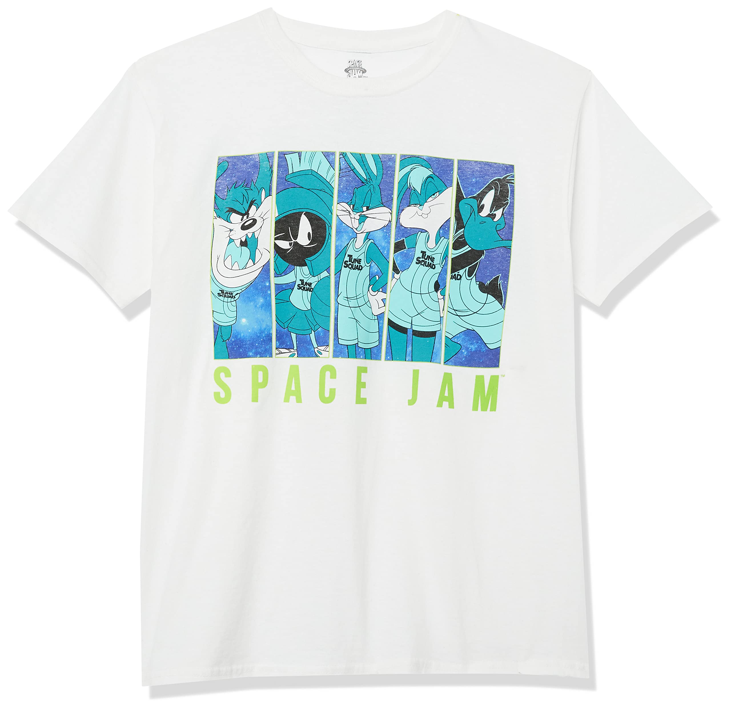 Space Jam: A New Legacy Boys Short Sleeve T-Shirt - LeBron James, Bugs Bunny, Taz, Marvin, Daffy Duck Graphic Tee - White, Size 8 US - Perfect for Movie Fans & Basketball Lovers