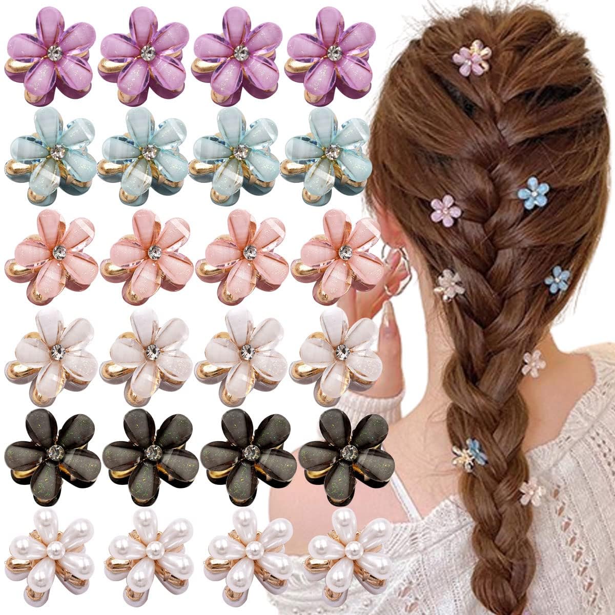 Shidara Pearl Hair Clips for Women - Mini Claw Clip Hair Barrettes, Cute Wedding Bridal Hair Accessories, Decorative Hairpins (Multicolor, 5-Piece Set) - Perfect for Weddings, Parties & Everyday Styling