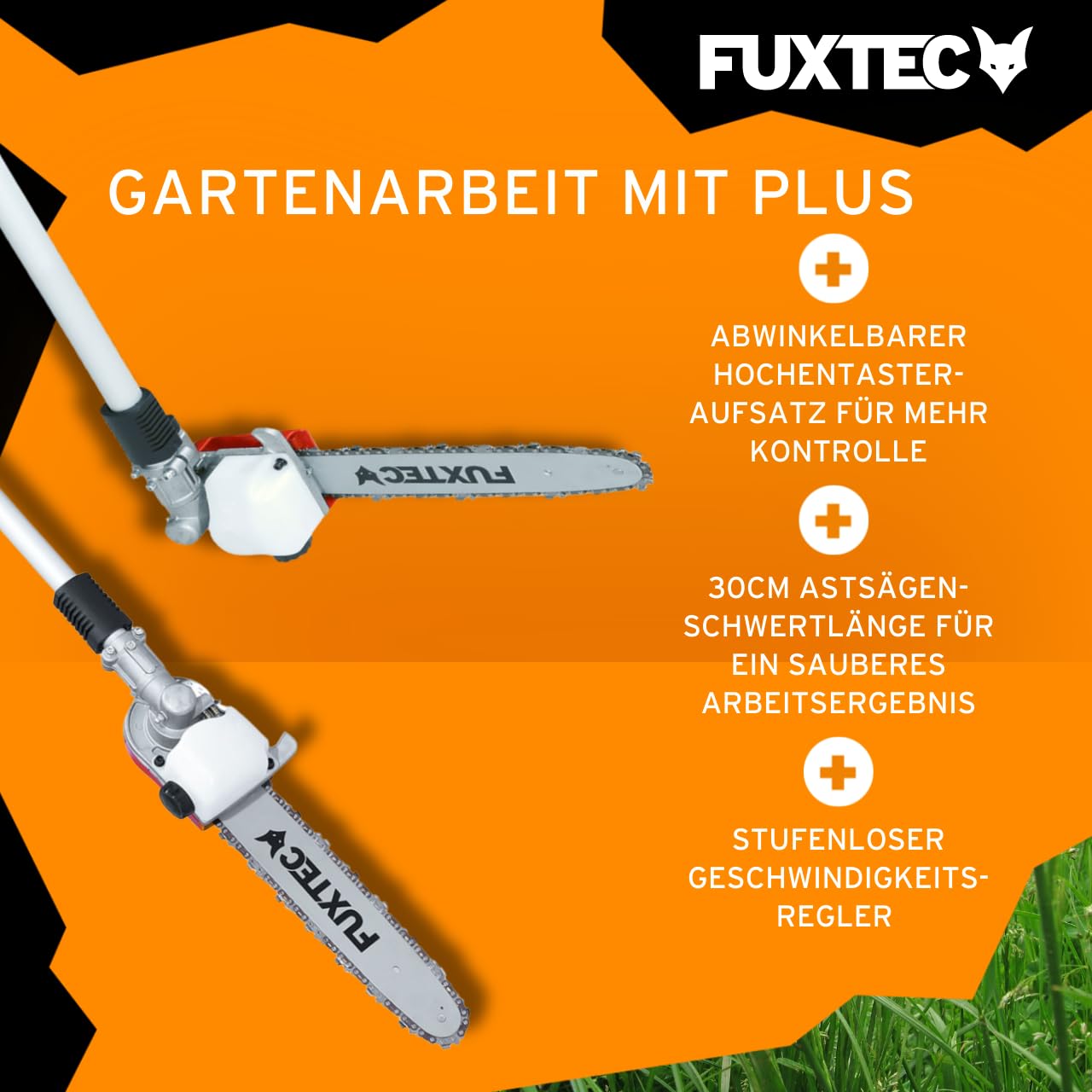 FUXTEC FX-MT252ER 5-in-1 Multi-Tool Gasoline Brush Cutter - 52cc 3HP 2-Stroke Engine with Adjustable Hedge Trimmer, Grass Trimmer, Shoulder Strap & 1m Extension - Perfect for Lawn Care, Landscaping, Yard Maintenance and Property Clearing