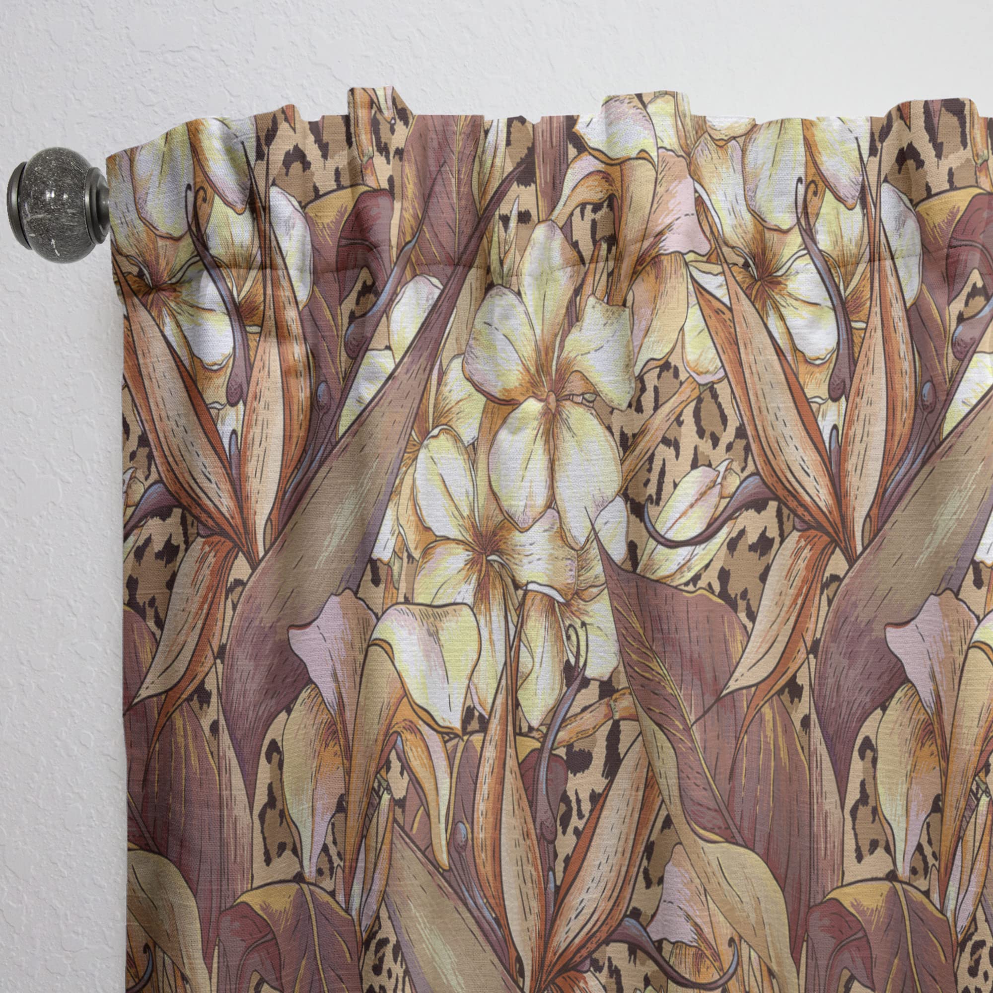 DesignQ Thermal Insulated Curtains - Exotic Floral Pattern Blackout Drapes for Bedroom & Living Room, Single Panel 52x90 Inches - Perfect for Privacy, Light Control & Energy Efficiency