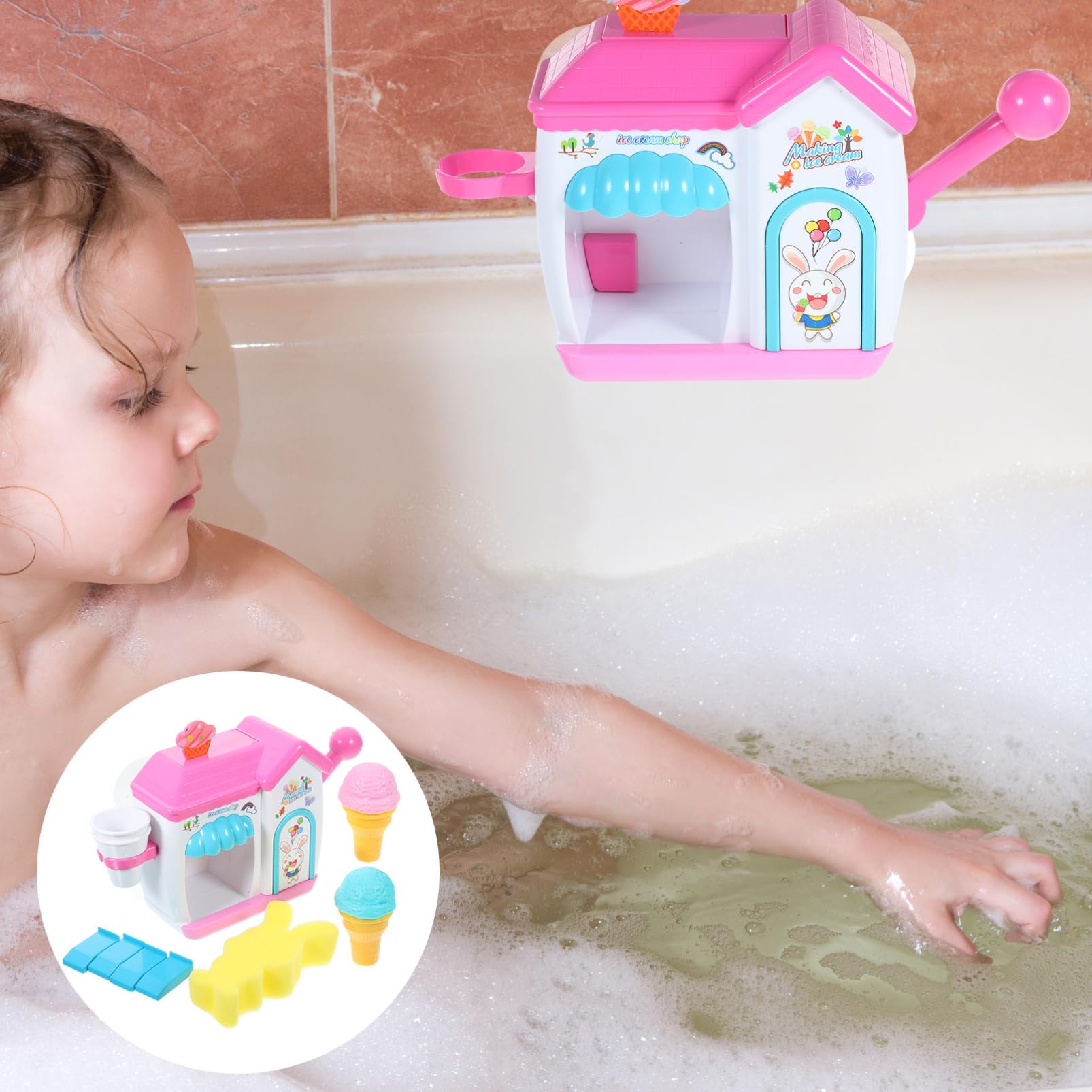 DRESSOOS Bubble Machine for Kids - Bubble Shower Bath Toy with Bubble Maker, Fun Ice Cream Themed Bath Time Play for Toddlers & Children | Perfect for Bathtime, Pool Parties & Outdoor Play