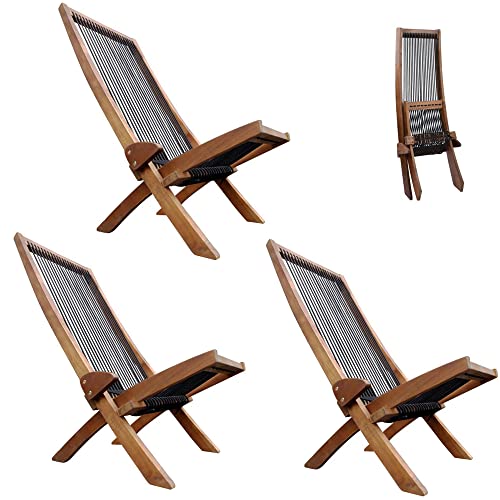 3pcs Folding Roping Wood Chair