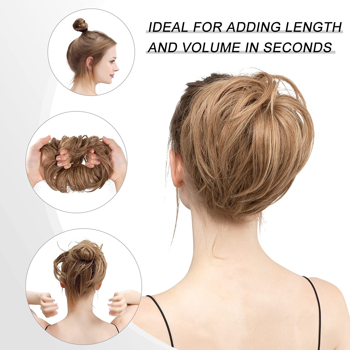 BONAD Synthetic Hair Chignon Bun - Messy Bun Hair Piece with Elastic Band for Ponytail Extension | Women's Hair Accessories (Color: 10H86) | Perfect for Weddings, Parties & Everyday Styling