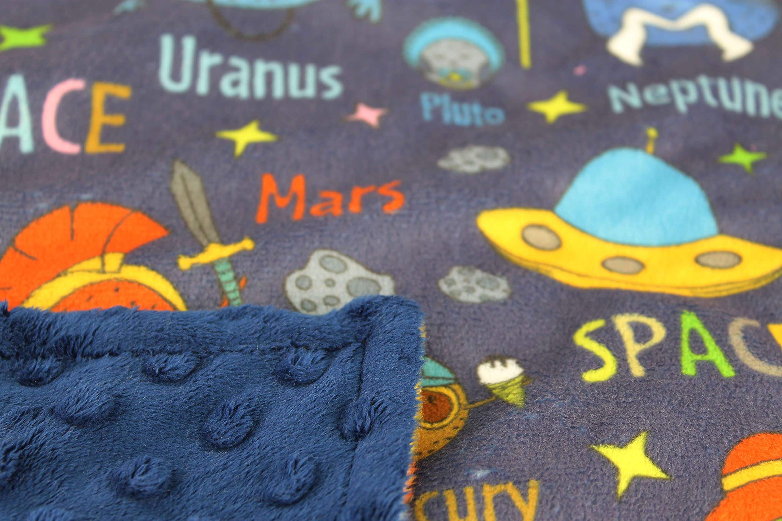 Baby Car Seat Canopy Cover - Space Planets Design with Soft Blue Minky Dot Fabric | Perfect for Stroller, Infant Carrier & Travel Protection