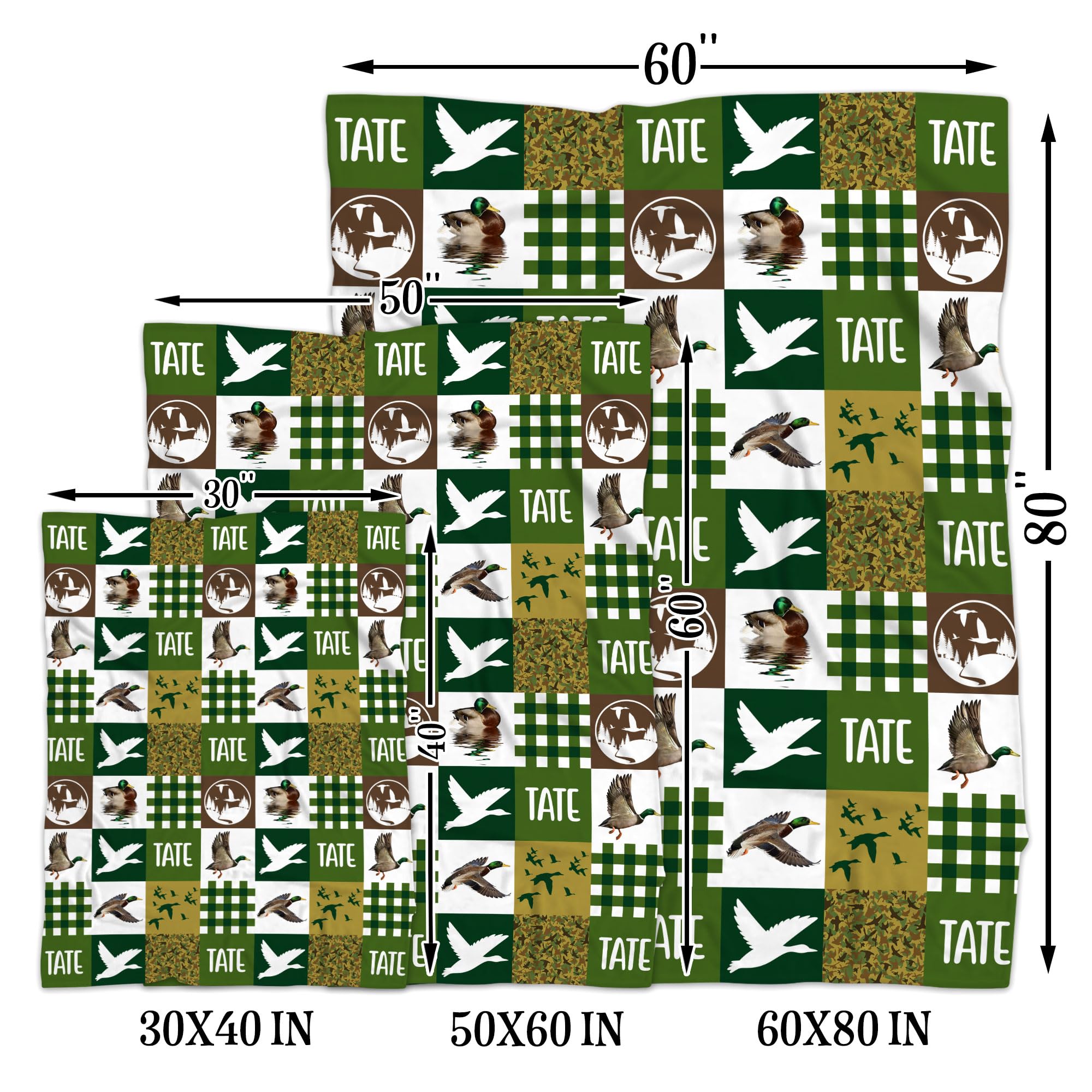 Personalized Mallard Duck Baby Blanket - Custom Name Blanket for Kids & Adults - Super Soft Plush Throw 60x80 Inches - Perfect for Nursery, Gift, or Cozy Family Moments