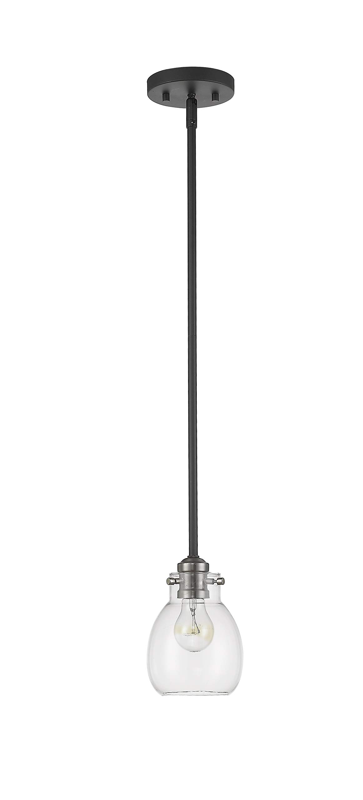 Kraken 1 Light Mini Pendant Light Fixture - Matte Black & Brushed Nickel Finish - Perfect for Kitchen Island, Dining Room, or Entryway Lighting