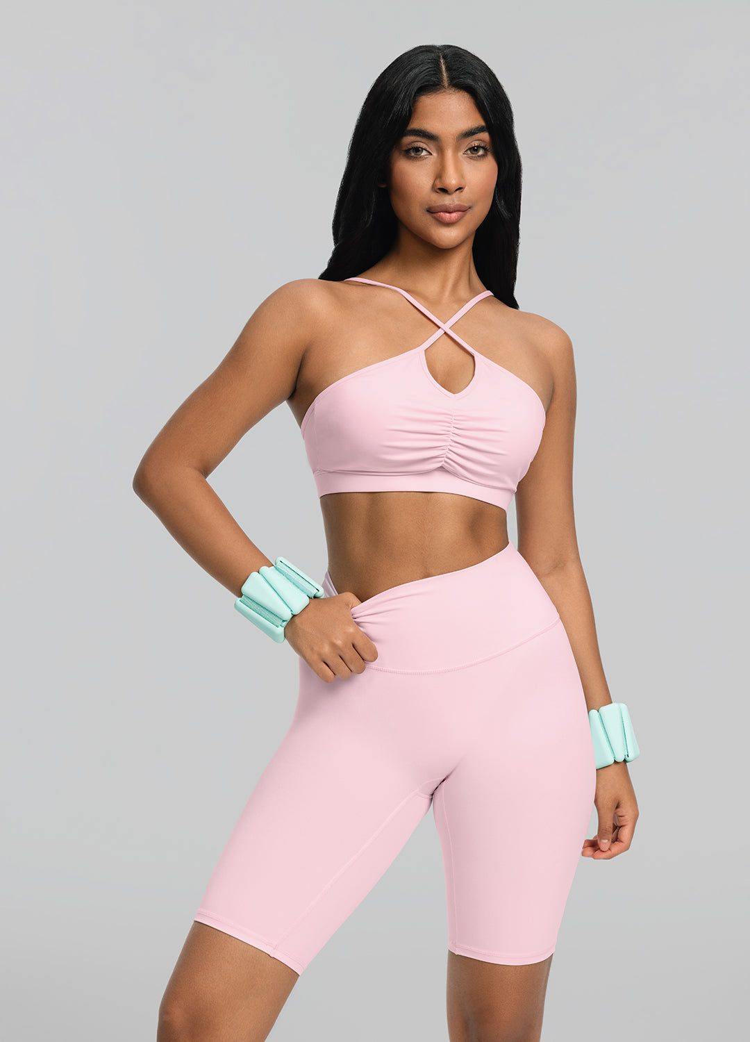Women's High-Waisted Bike Shorts in Ballet Pink - Breathable & Stretchy for Cycling, Yoga, Workouts & Lounge