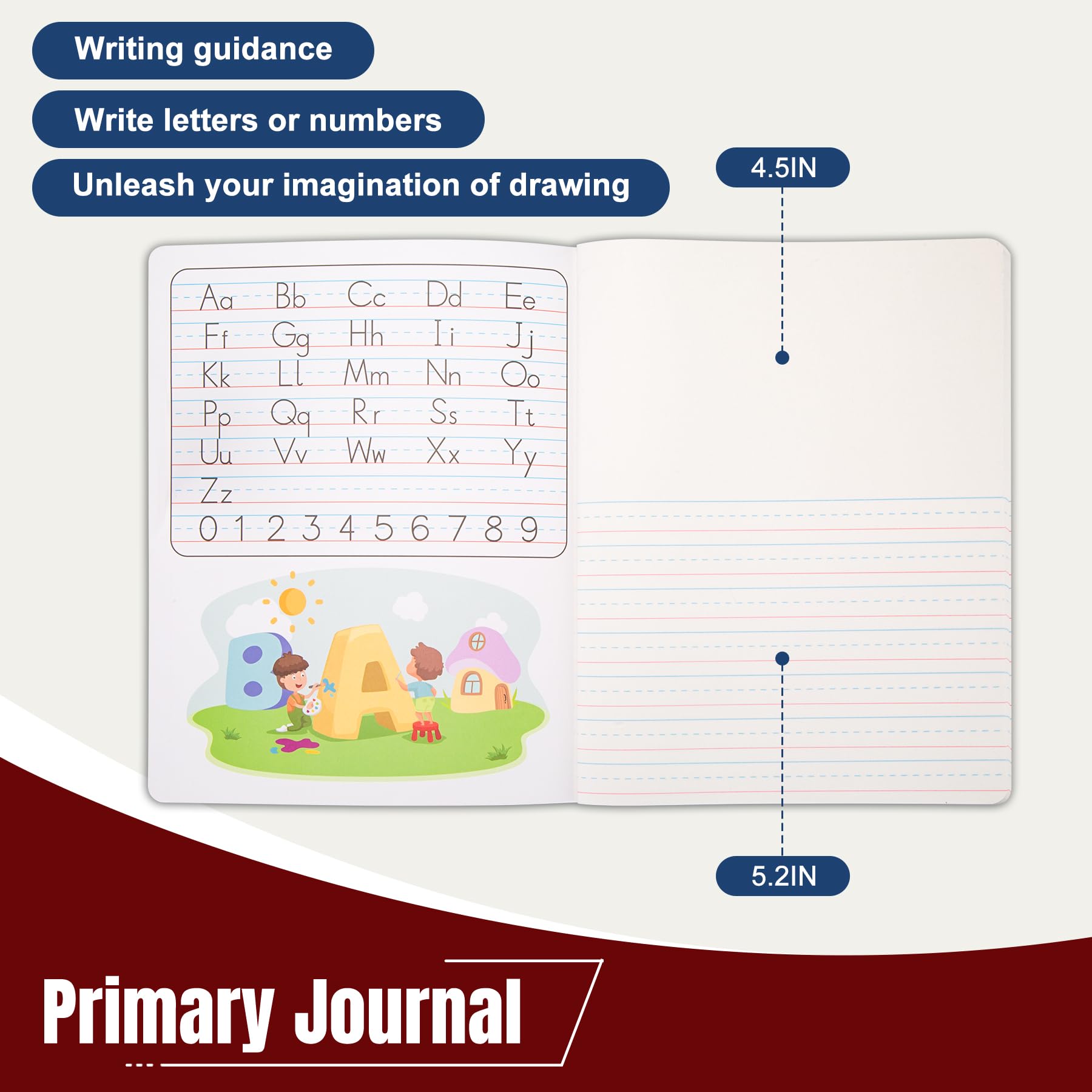 48 Pack Primary Composition Notebooks for Kids - K-2 Writing Journal with Blank Pages & Drawing Space, 9.75