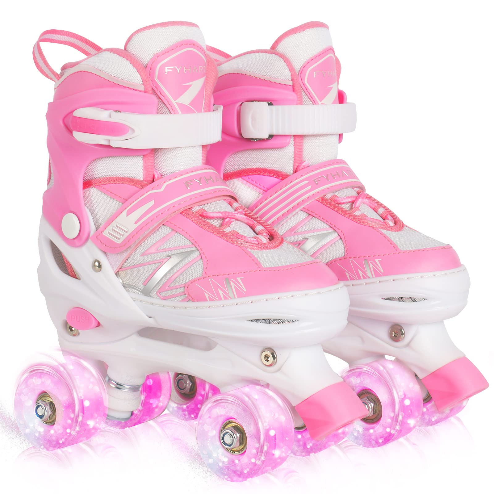 Adjustable Light Up Roller Skates for Kids - 4 Sizes Beginner Skates for Girls & Toddlers | Perfect for Birthday Gifts, Outdoor Play & Learning to Skate | Rollerblades for Children (Patines para Niñas, Patins à Roulettes Enfants Filles)