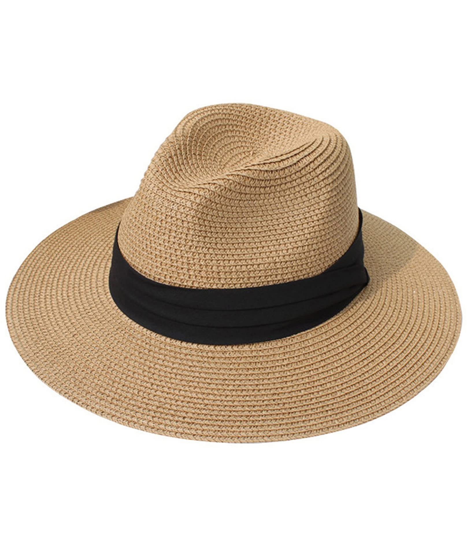 Yutdeng Panama Hat for Women & Men - Wide Brim Summer Sun Hat, Foldable Straw Fedora Cap, Adjustable Roll-Up Beach Hat for Travel, Outdoor, and Fashion | Perfect for Beach Vacations, Pool Parties & Summer Adventures