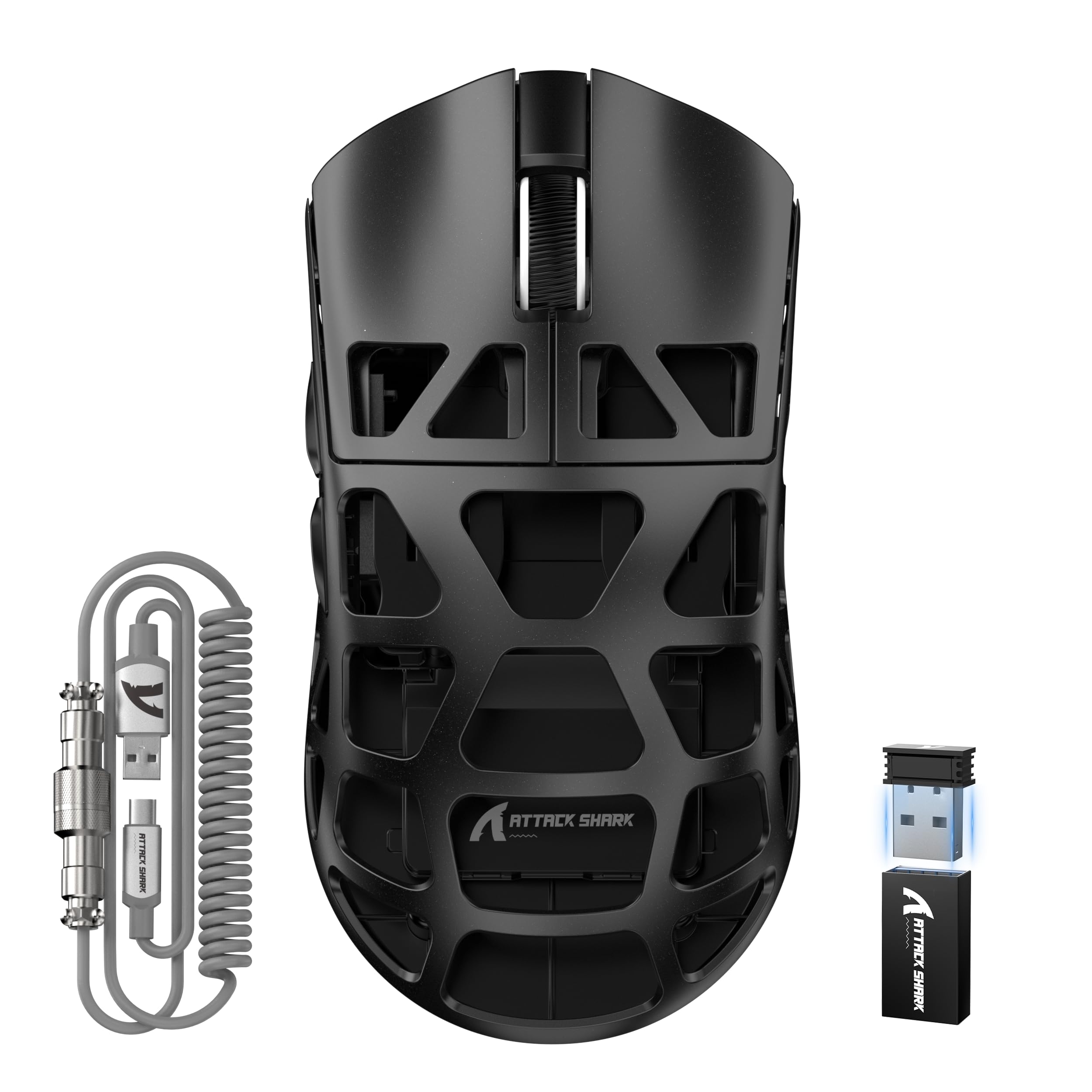 Attack Shark R3PRO 46g Ultra-Light Magnesium Alloy Gaming Mouse - 8000Hz Wireless, 26000DPI, 2.4G/BT/Wired, PixArt PAW3395 Sensor, Programmable Buttons with Coiled Cable - Perfect for FPS, MOBA, and Esports on PC & Mac (Black)