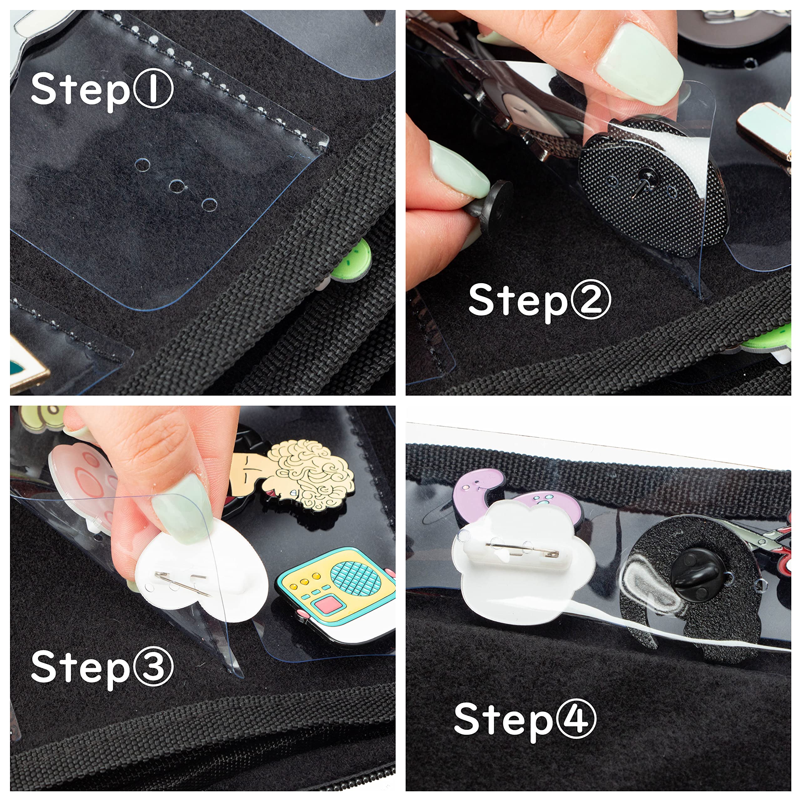 Large Portable Travel Brooch Pin Carrying Case - Enamel Pin & Lapel Pin Storage Organizer with 2 Zipper Pockets & 10 Display Pages (Holds 250 Pins) - Perfect for Collectors, Conventions & Travel (Black)