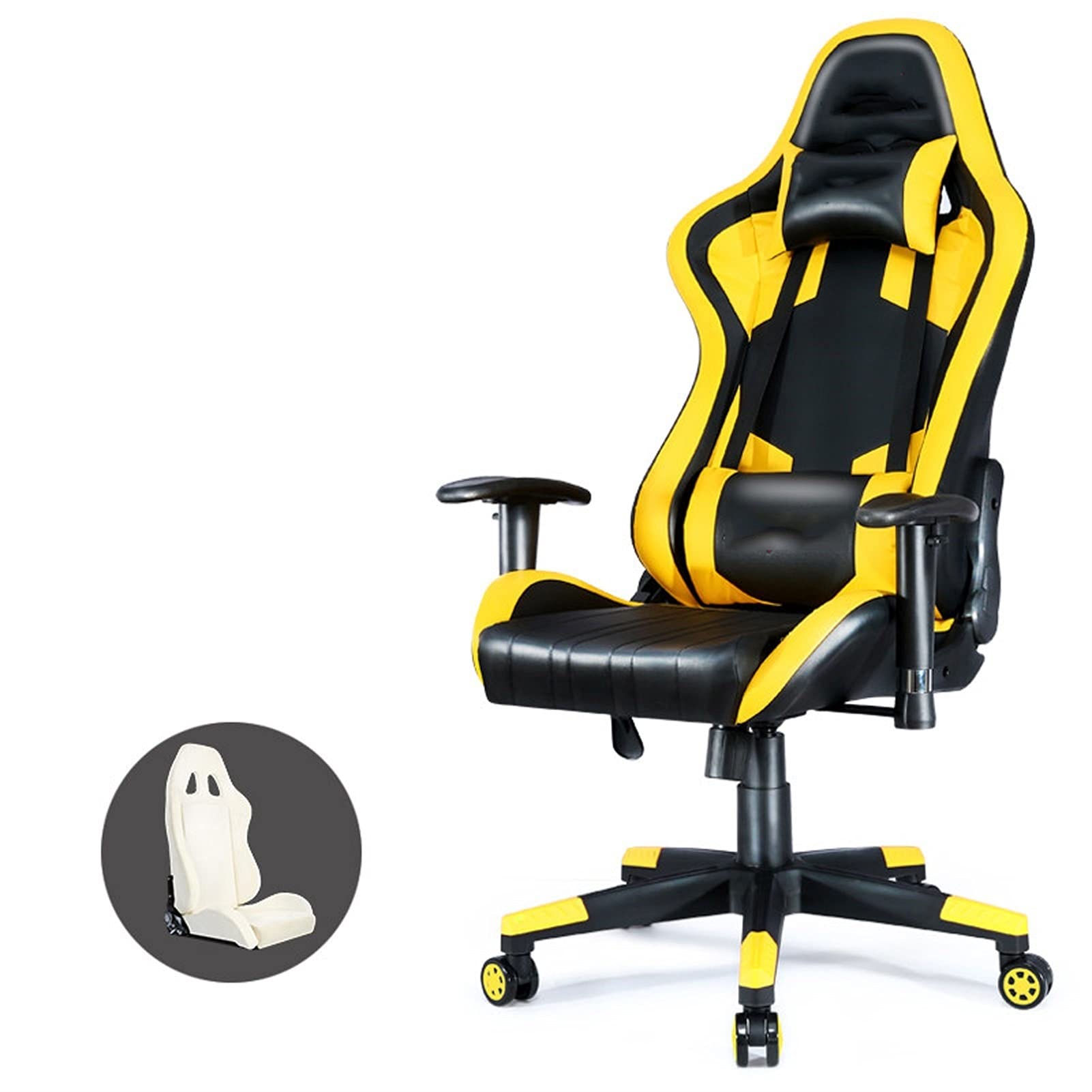 Ergonomic Gaming Chair with Adjustable Backrest & Lift Seat - Comfortable Reclining Racing Style for Home Office - Multicolor Options (Yellow) - Perfect for Long Gaming Sessions, Work from Home & Relaxation