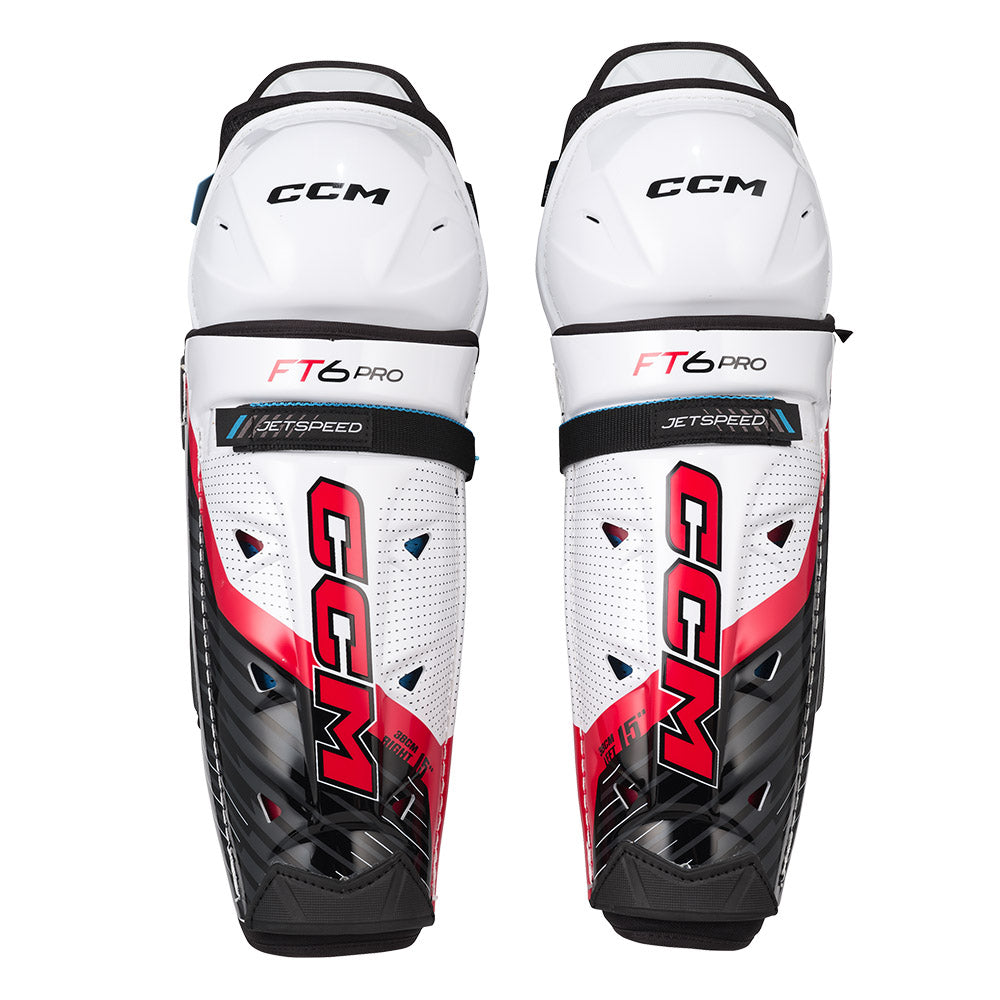 CCM Jetspeed FT6 Pro Junior Ice Hockey Shin Guards - Youth Protective Gear for Hockey Players - Perfect for Games, Practices & Training