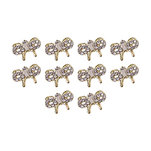 10Pcs 3D Nail Art Rhinestones Set - Bow-tie, Heart & Imitation Pearl Designs for DIY Manicure | Nail Art Accessories for Women | Perfect for Parties, Weddings & Special Occasions