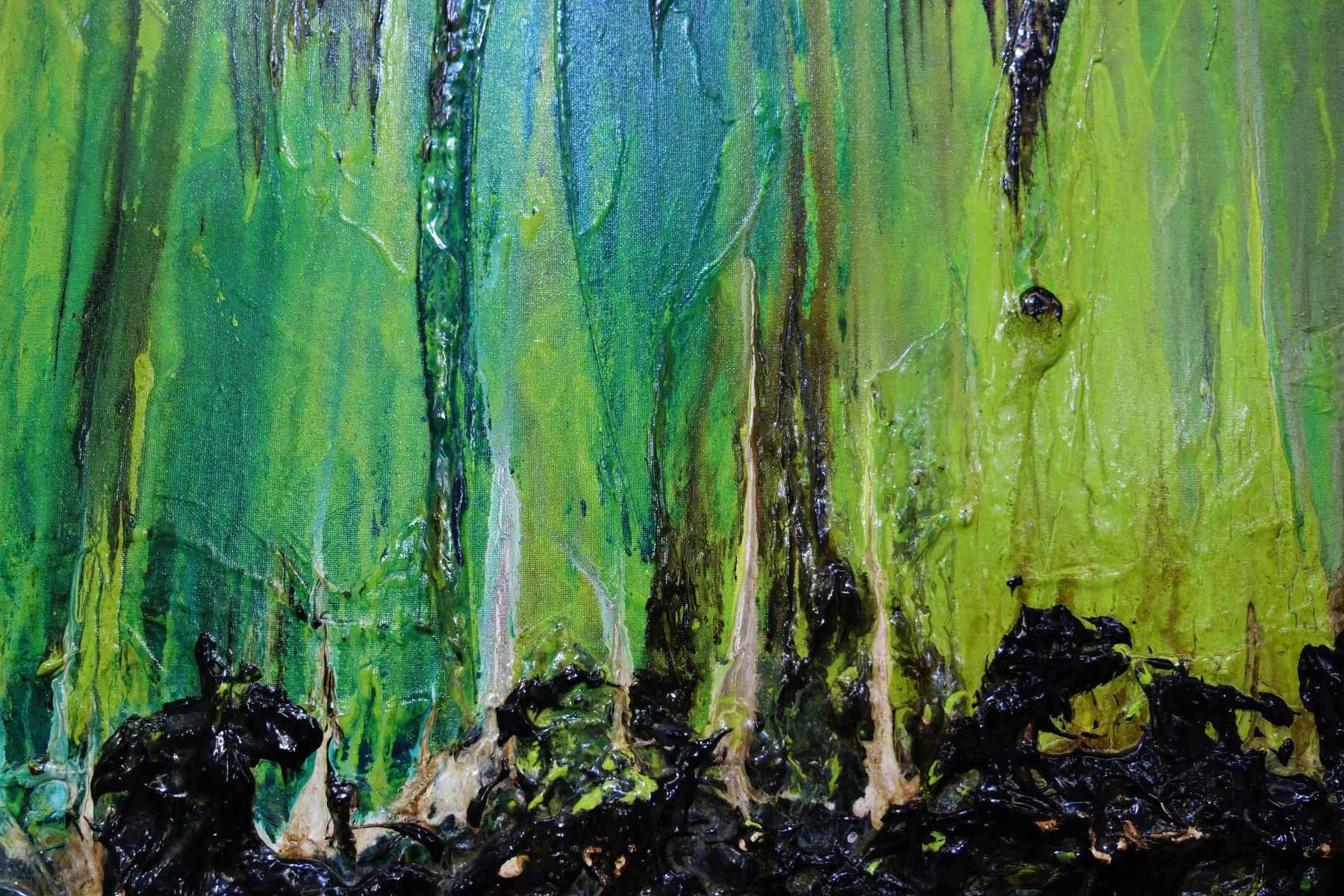 Lime Earth 160cm x 100cm Green Textured Abstract Canvas Art - Modern Wall Decor for Living Room, Bedroom & Office