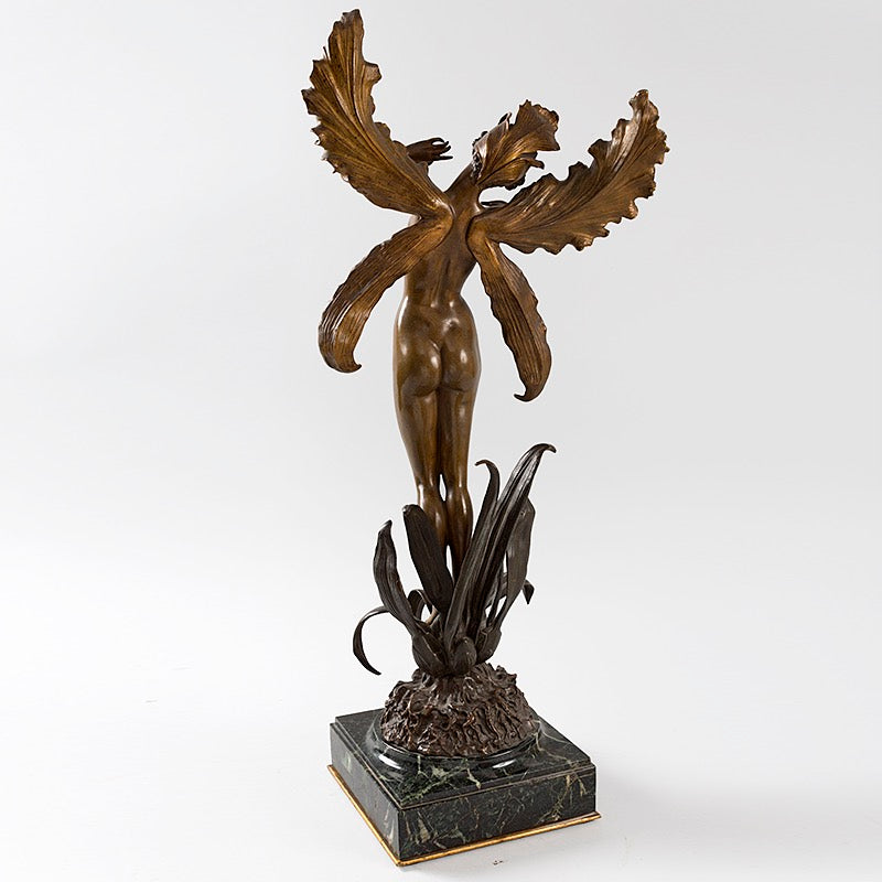 Louis Chalon La Fée Bronze Sculpture - Elegant French Art Statue for Home Décor & Gift Giving - Perfect for Living Room, Office or Garden Display