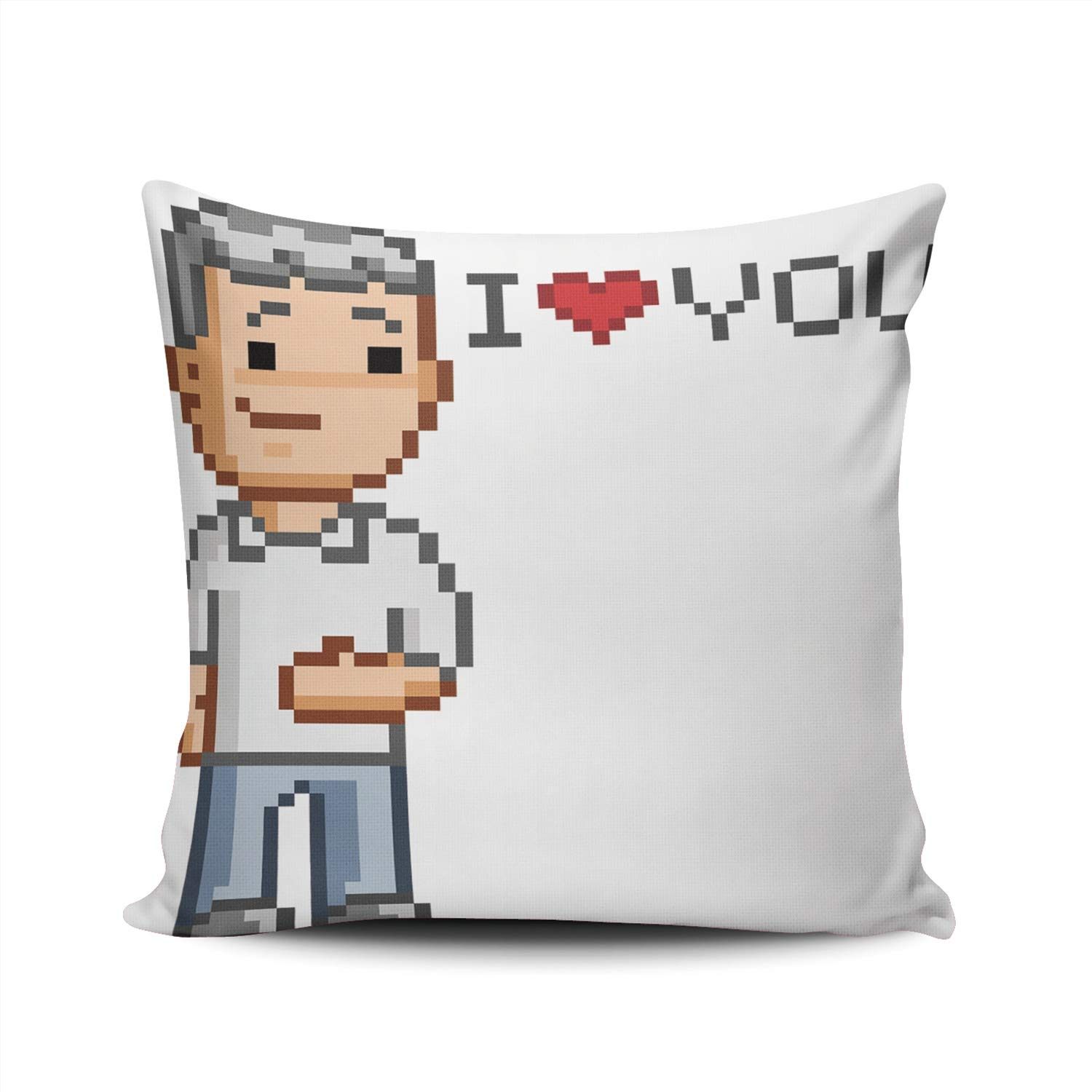 Art Message 'Love You' Throw Pillow Cover - Hidden Zipper Decorative Custom Pillowcase (24x24 Inches) Double-Sided Printed Square for Sofa, Bed & Home Decor