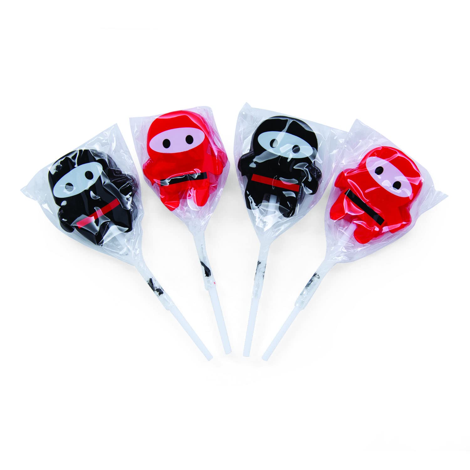 Ninja Lollipops - 12 Cherry Flavored Martial Arts Suckers - Karate Birthday Party Favors & Halloween Treats for Kids, School Events & Dojo Rewards
