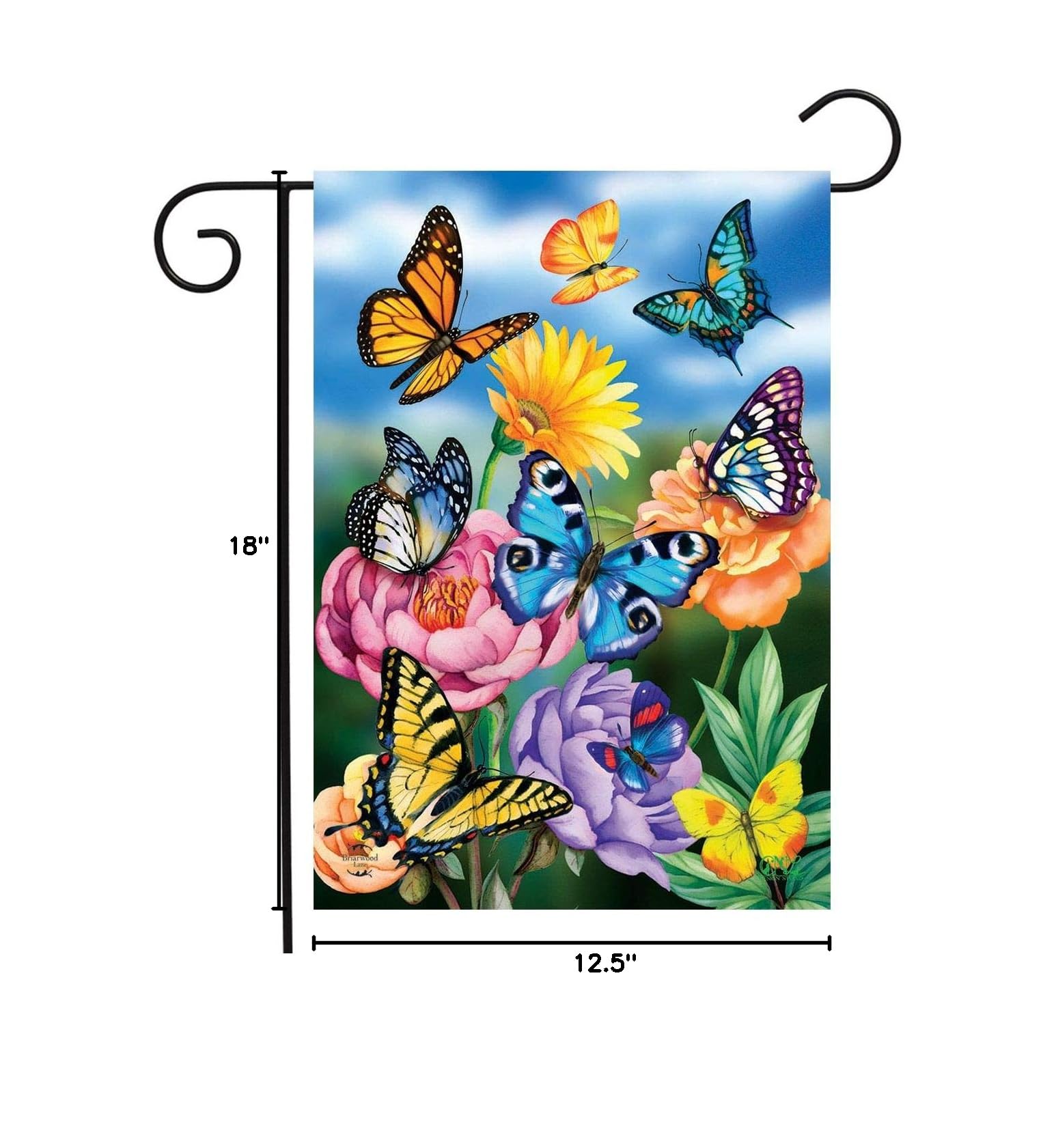 Briarwood Lane Butterflies In The Garden Spring Garden Flag - Decorative Outdoor Yard Banner for Porch, Patio & Lawn Decor