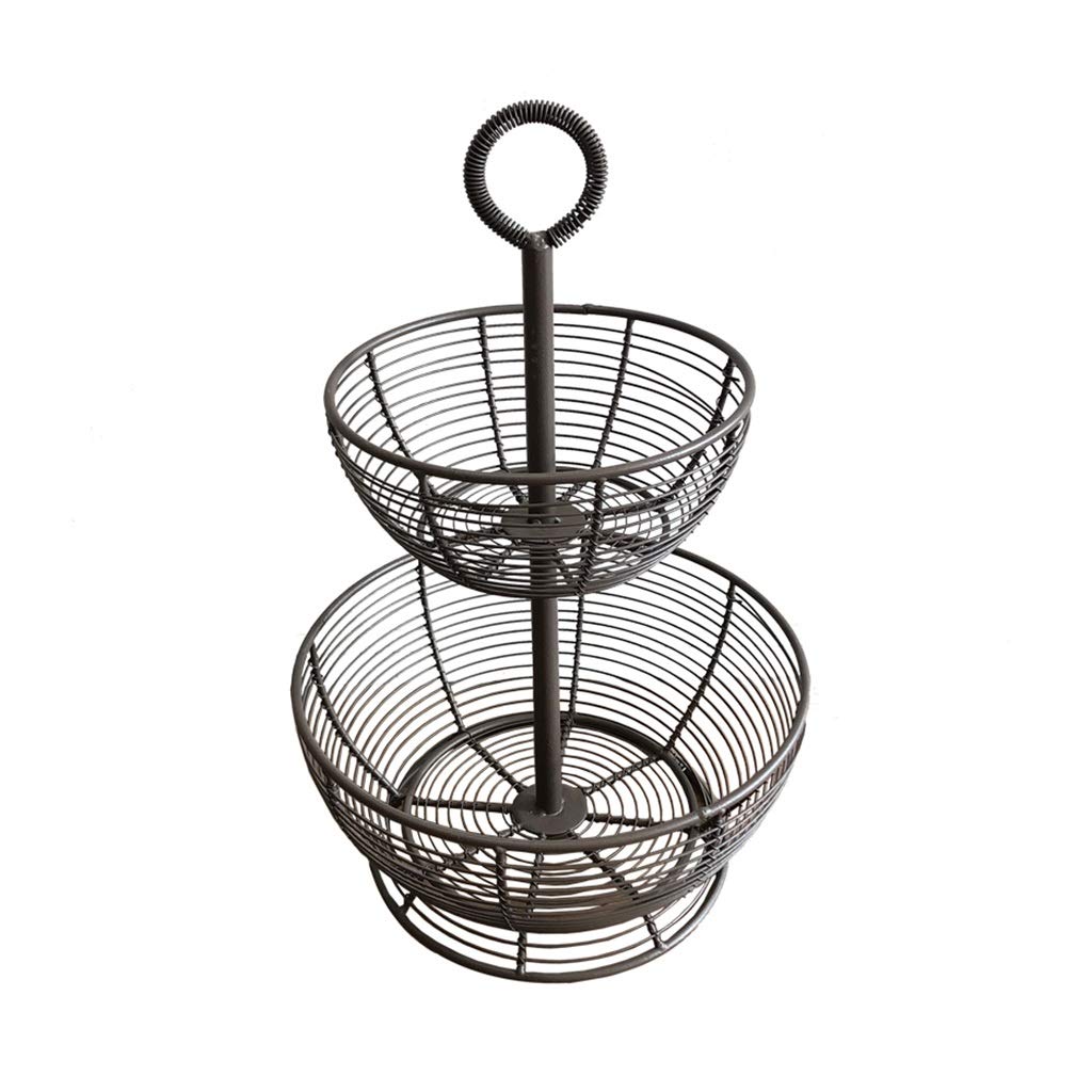 Vintage Style 2-Tier Metal Fruit Bowl Basket - Countertop Fruit Stand for Fresh Fruits & Vegetables - Perfect for Kitchen, Dining Table, and Party Display
