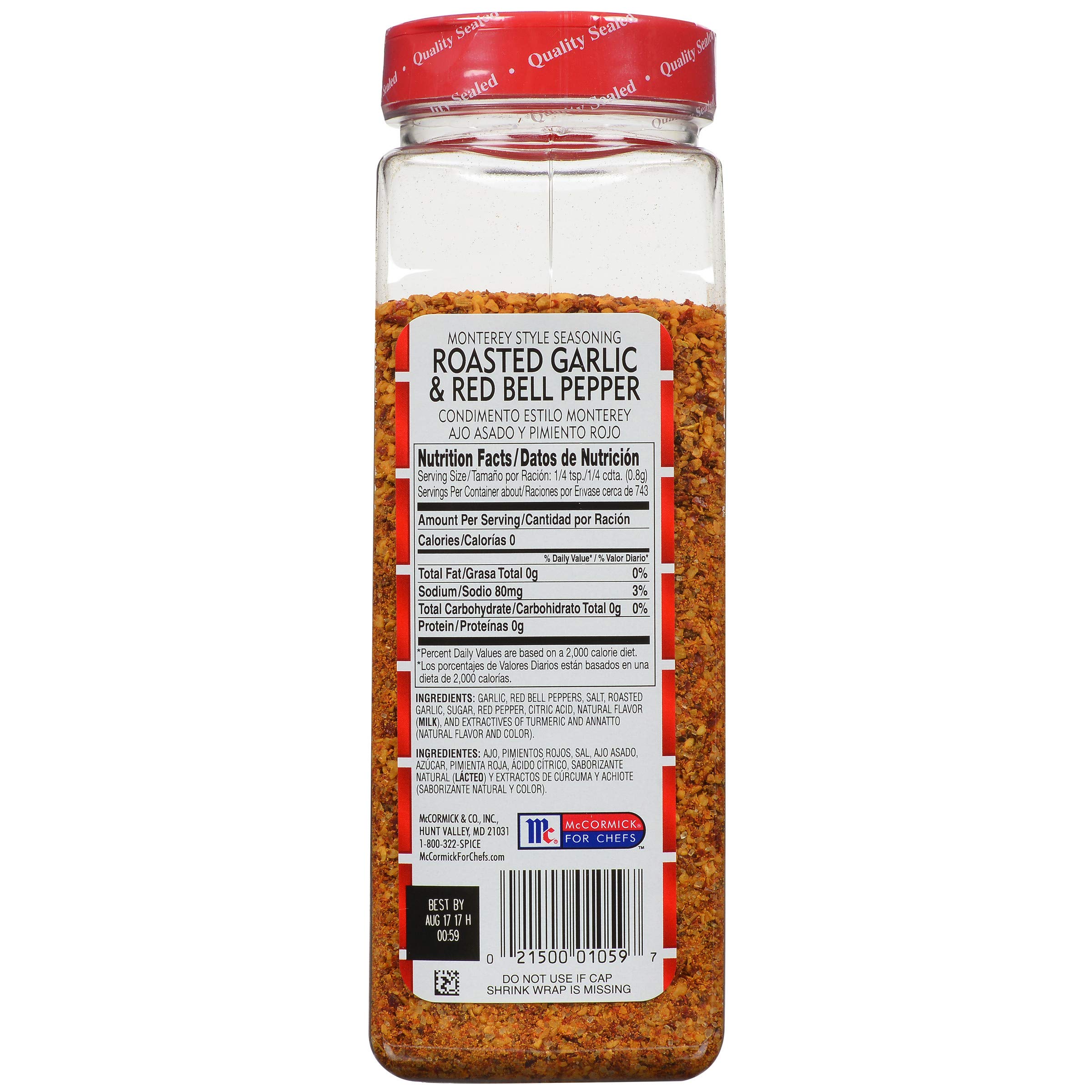 Lawry's Roasted Garlic & Red Bell Pepper Monterey Style Seasoning - 21 oz (Pack of 6) | Premium Spice Blend for Fajitas, Meatballs, Shrimp & Vegetables | Perfect for Grilling, Roasting & Everyday Cooking