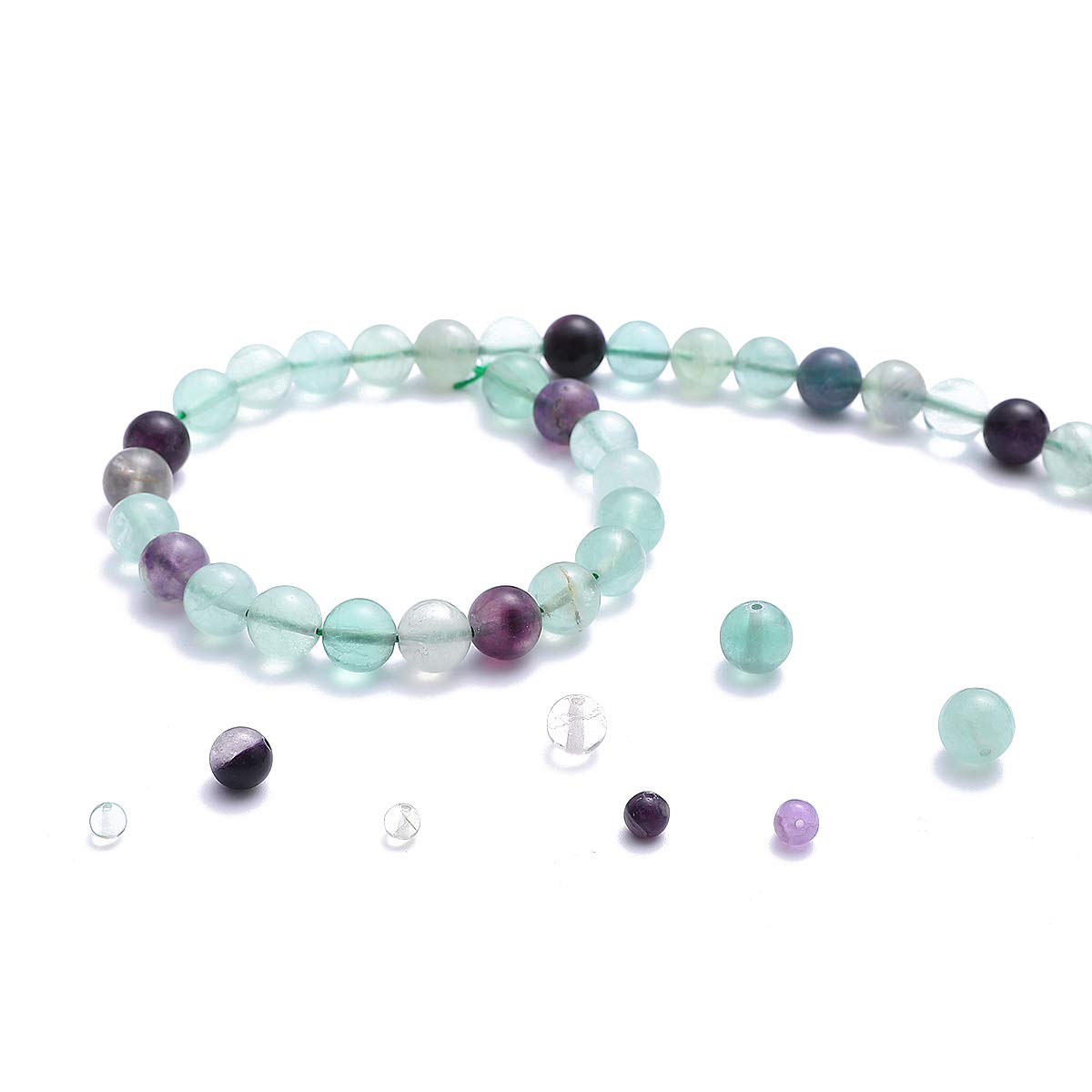 Natural Fluorite Stone Round Loose Semi-Precious Gemstone Beads for Jewelry Making - 4mm 89pcs - DIY Bracelets, Necklaces & Healing Crystal Crafts