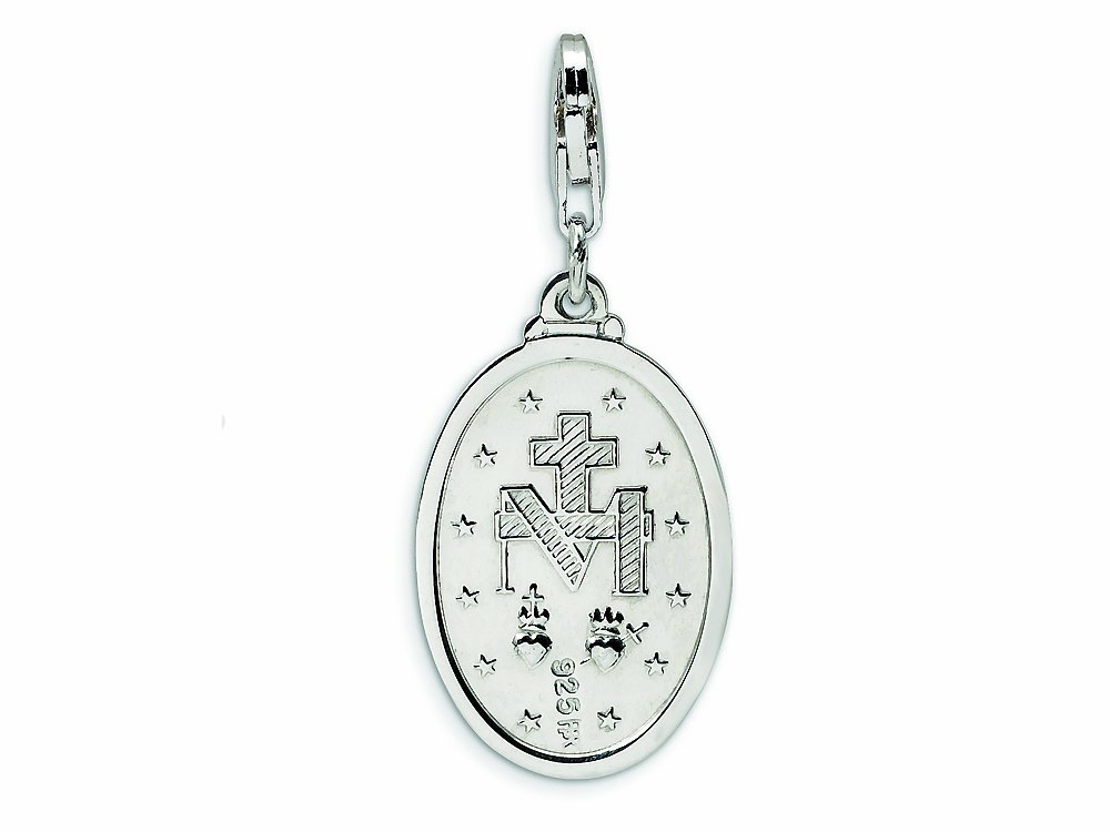 St. Christopher Medal Sterling Silver Bracelet Charm with Lobster Clasp - Religious Jewelry for Travel Protection & Gifts