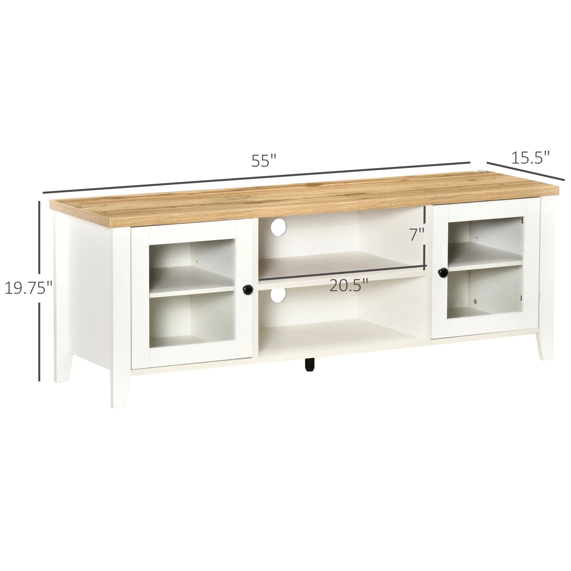 Modern TV Stand for Up to 60 Inch TVs - Sturdy Wooden Entertainment Center with Storage Shelf (Black/White/Walnut) - Perfect for Living Room, Bedroom & Home Theater Setup