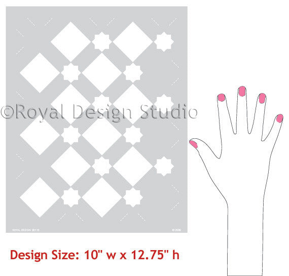Star Diamonds Moroccan Craft Stencil - Premium DIY Art Template for Home Decor, Wall Painting & Henna Designs | Perfect for Wedding, Festival & Boho Style Projects