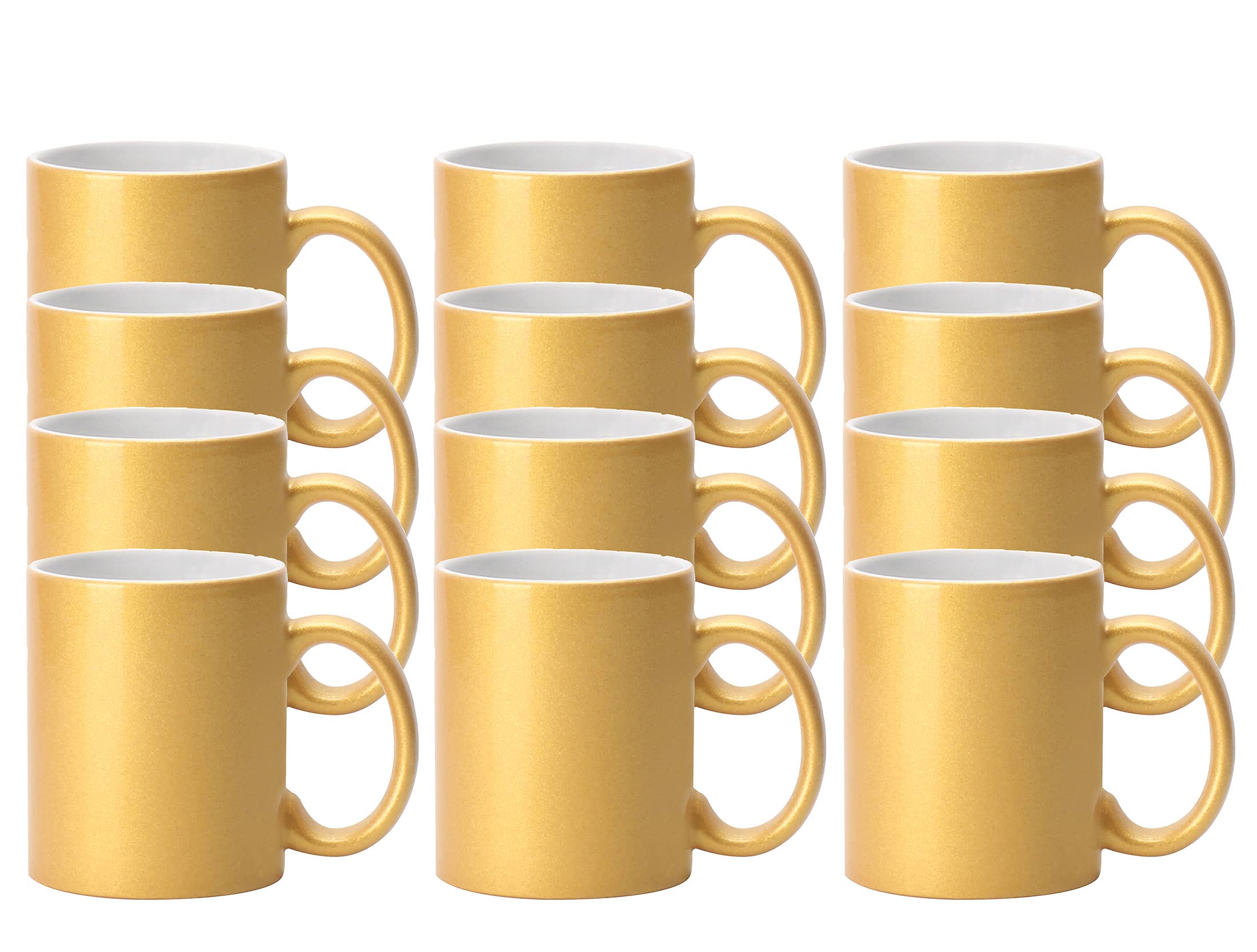 11oz Ceramic Sublimation Coffee Mug with Gold Design - Bulk Pack of 12 - Perfect for Custom Gifts, Office Use & Home Decor