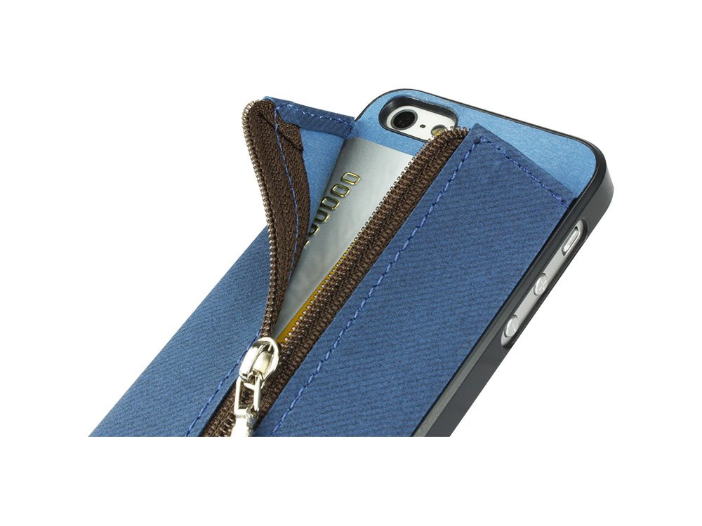 Cellet iPhone 5 Zipper Wallet Case - Denim Blue Jean Style | Slim Protective Cover with Card Slots | Perfect for Travel, Work & Everyday Use