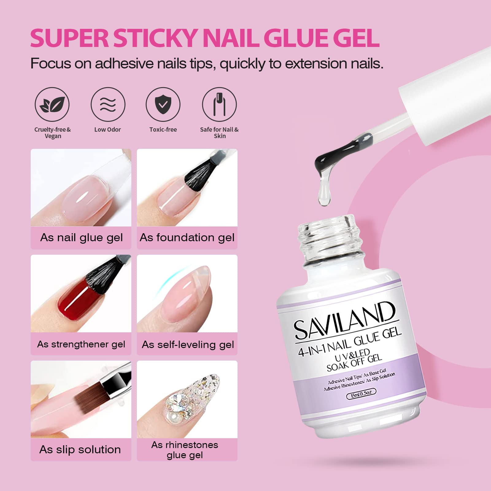 SAVILAND Professional Almond Gel Nail Kit with UV LED Lamp & 500 Nail Tips - DIY Manicure Set for Home, Salon & Nail Art | Perfect for Beginners & Professionals