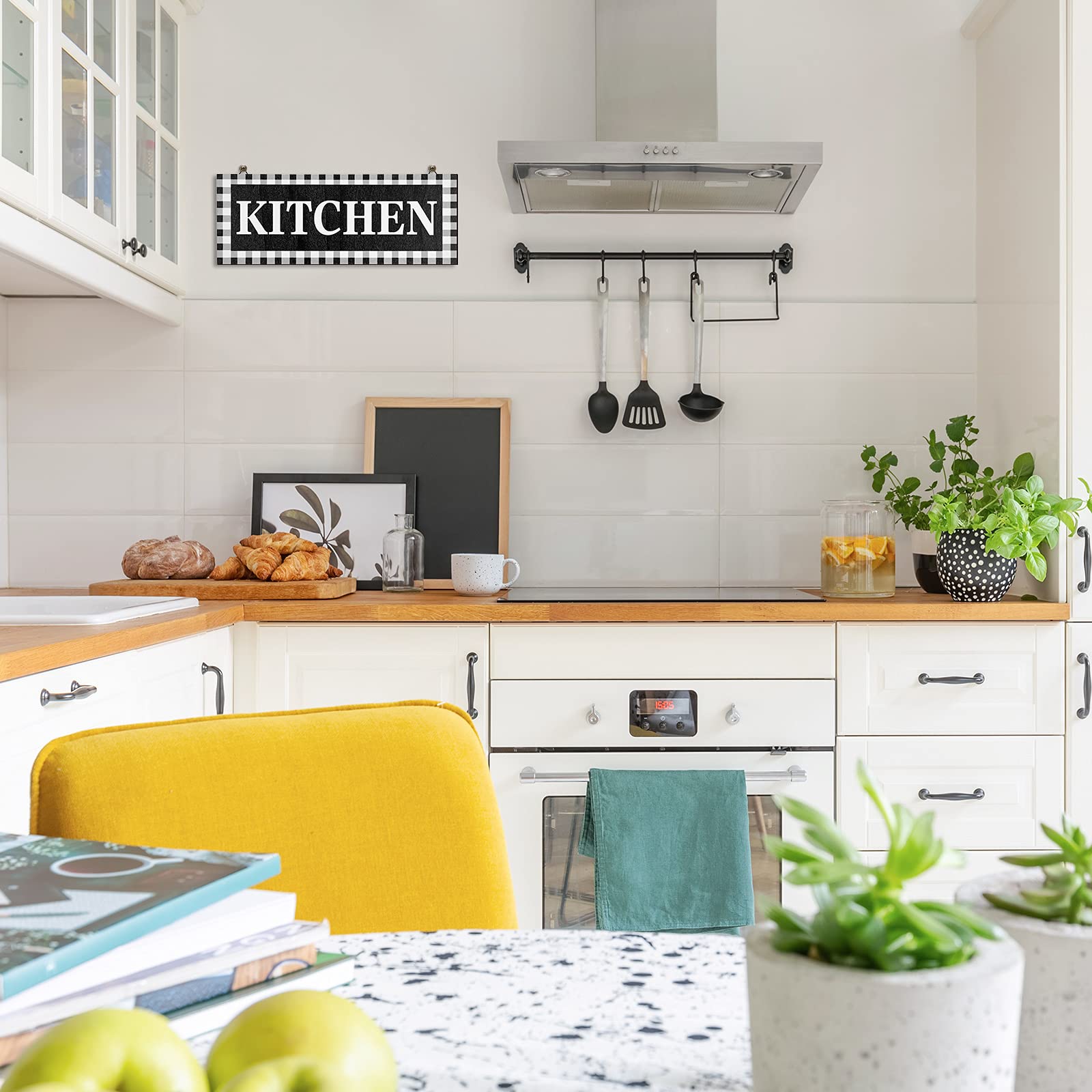 Rustic Buffalo Plaid Wall Sign - Wooden Kitchen & Bathroom Decor for Farmhouse Style