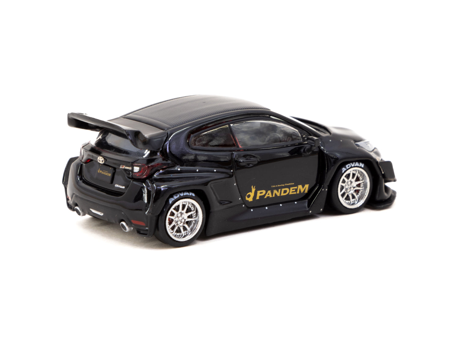 Tarmac Works 1/64 Scale Pandem Toyota GR Yaris Diecast Model Car - Black - ROAD64 Series - Perfect for Collectors, Display, and Racing Scenes