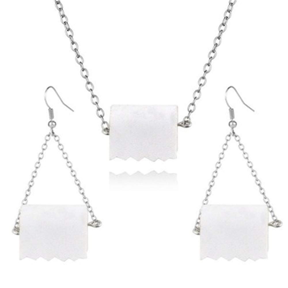 Funny 3D Roll Paper Pendant Necklace - Creative Geometric Tissue Paper Chain Jewelry - Unique Gift for Women & Girls - Perfect for Costume Parties, Cosplay, and Funny Gifts