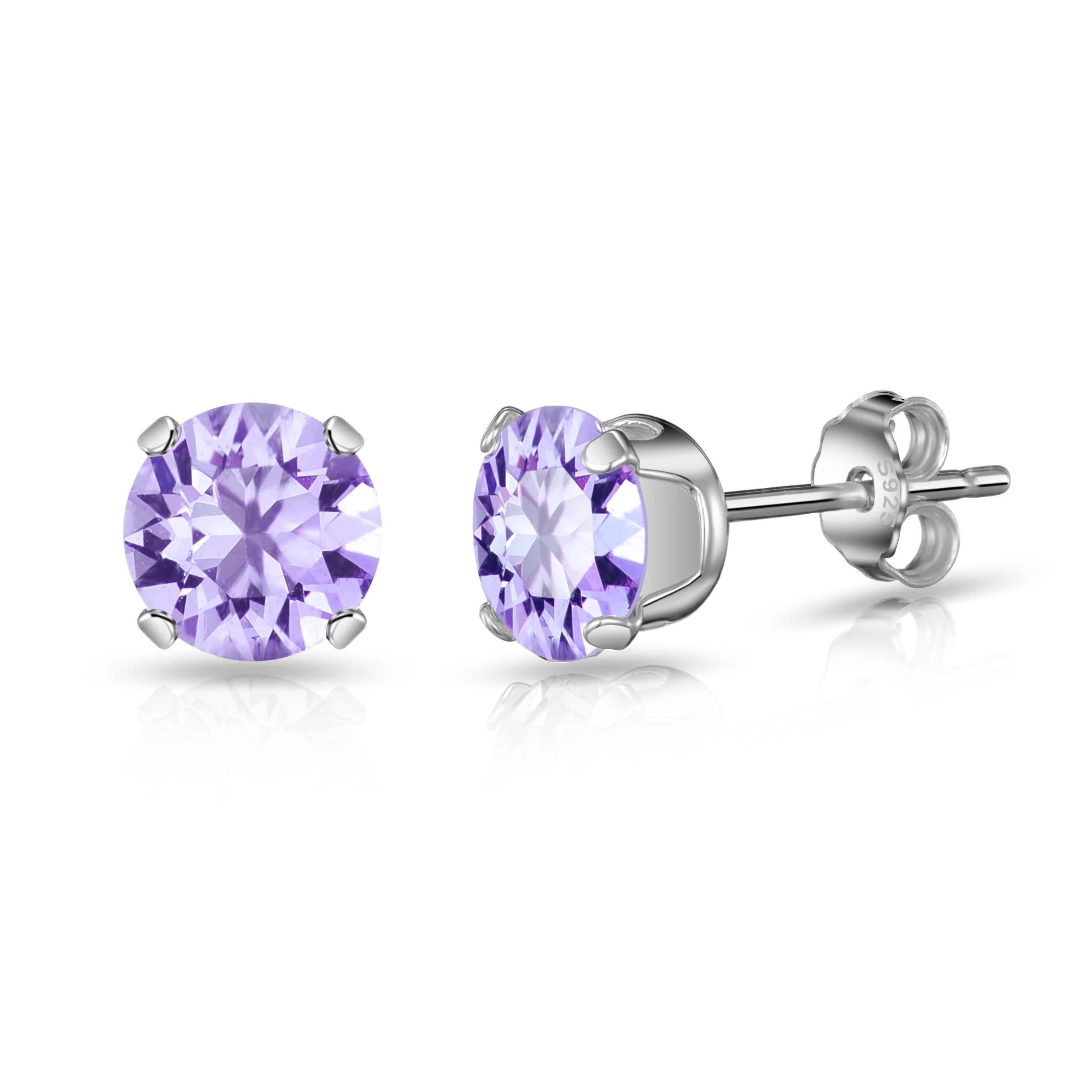 Sterling Silver Lavender Earrings with Zirconia Crystals - Perfect for Weddings & Gifts