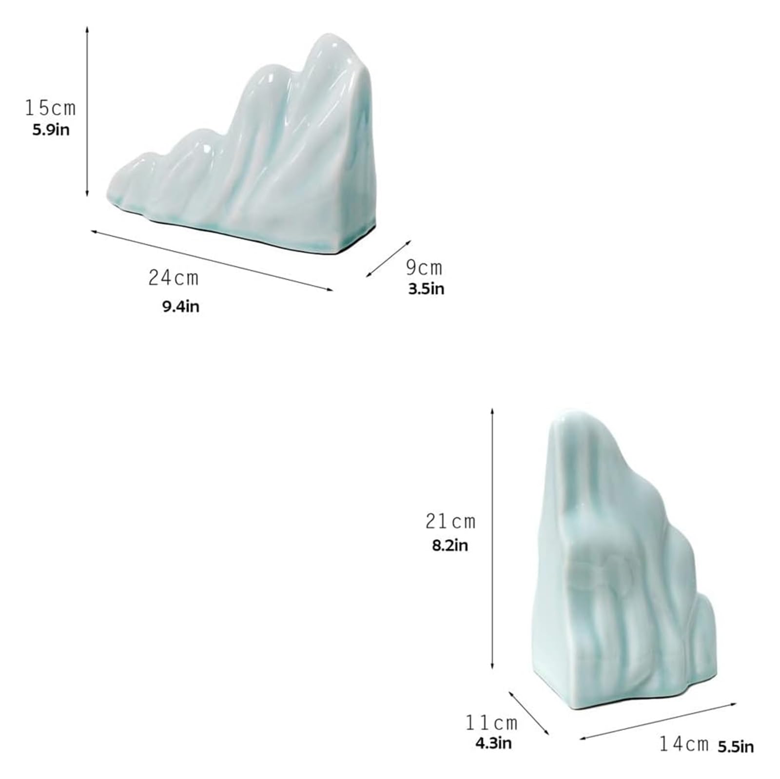 Chinese-Style Ceramic Bookends - Decorative Rockery Bookends for Study & Office, Non-Slip Book Holder for Bookshelf, Perfect Gift for Elders & Colleagues | Ideal for Home Library, Office Desk, and Bookshelf Organization