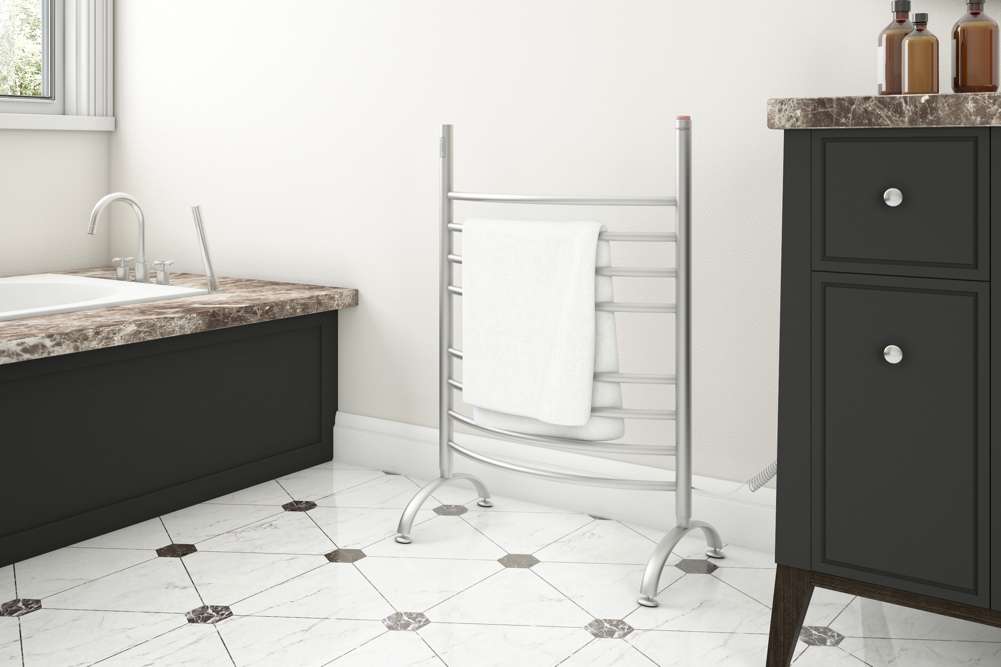 Premium 3-in-1 Imperia OBT 8 Bar Towel Warmer with Built-in Timer | Brushed Stainless Steel Design | Perfect for Spas, Salons & Luxury Bathrooms