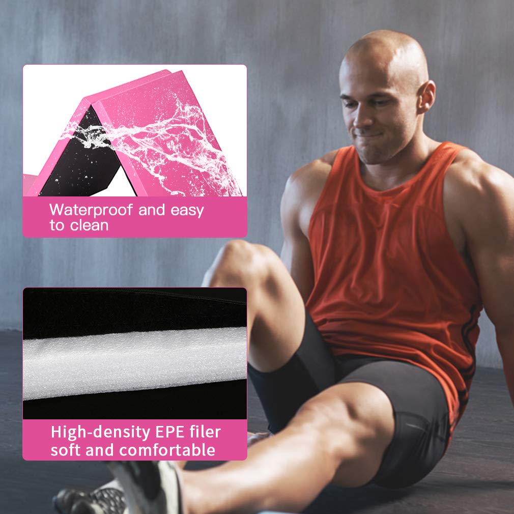 Foldable PU Leather Tumbling Mats for Gymnastics, Yoga & Pilates - Thick Exercise Mat with Carrying Handles for Home Workout, Outdoor Training & Studio Use