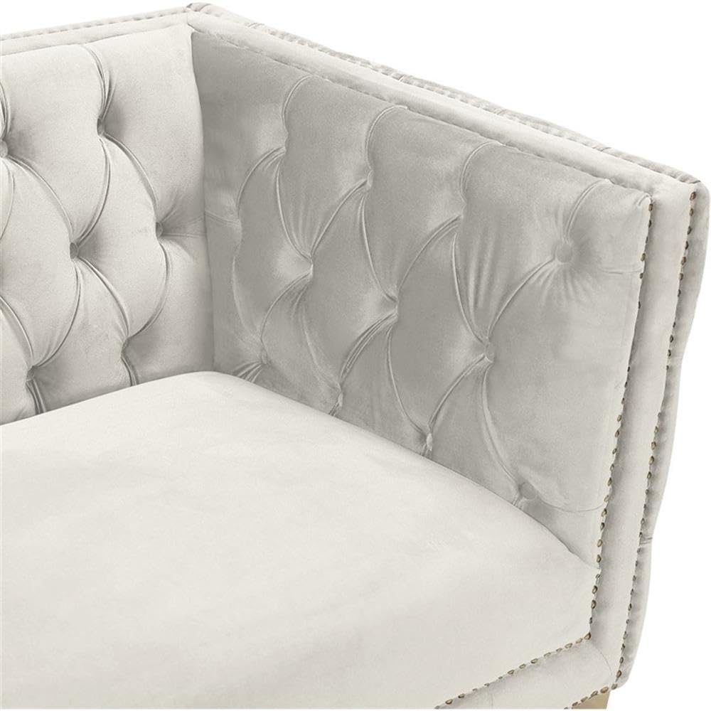 MAKLAINE Modern Velvet & Iron Accent Chair in Cream - Stylish Living Room, Dining Room, or Office Seating